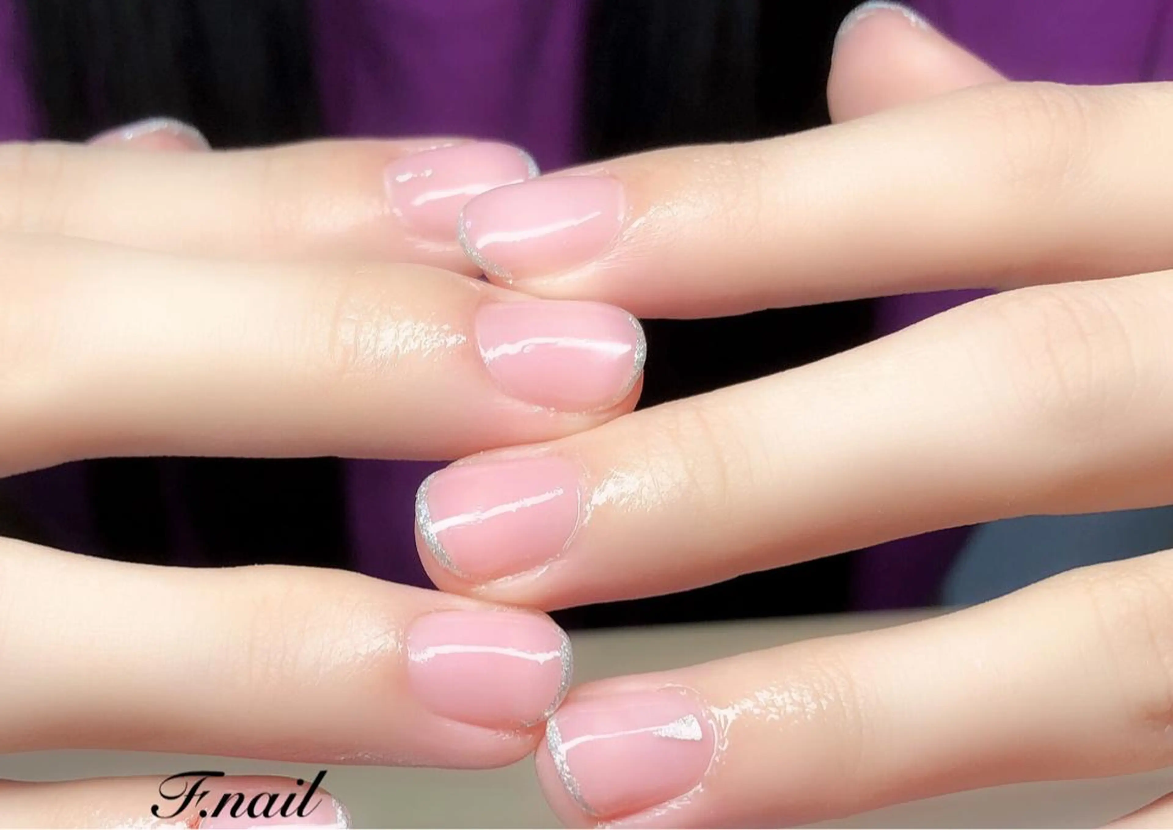 ネイル フレンチネイル ラメ(グリッター) ワンカラーネイル シンプルネイル Private Nail Salon OK所属・FUKA ♡のネイルデザイン