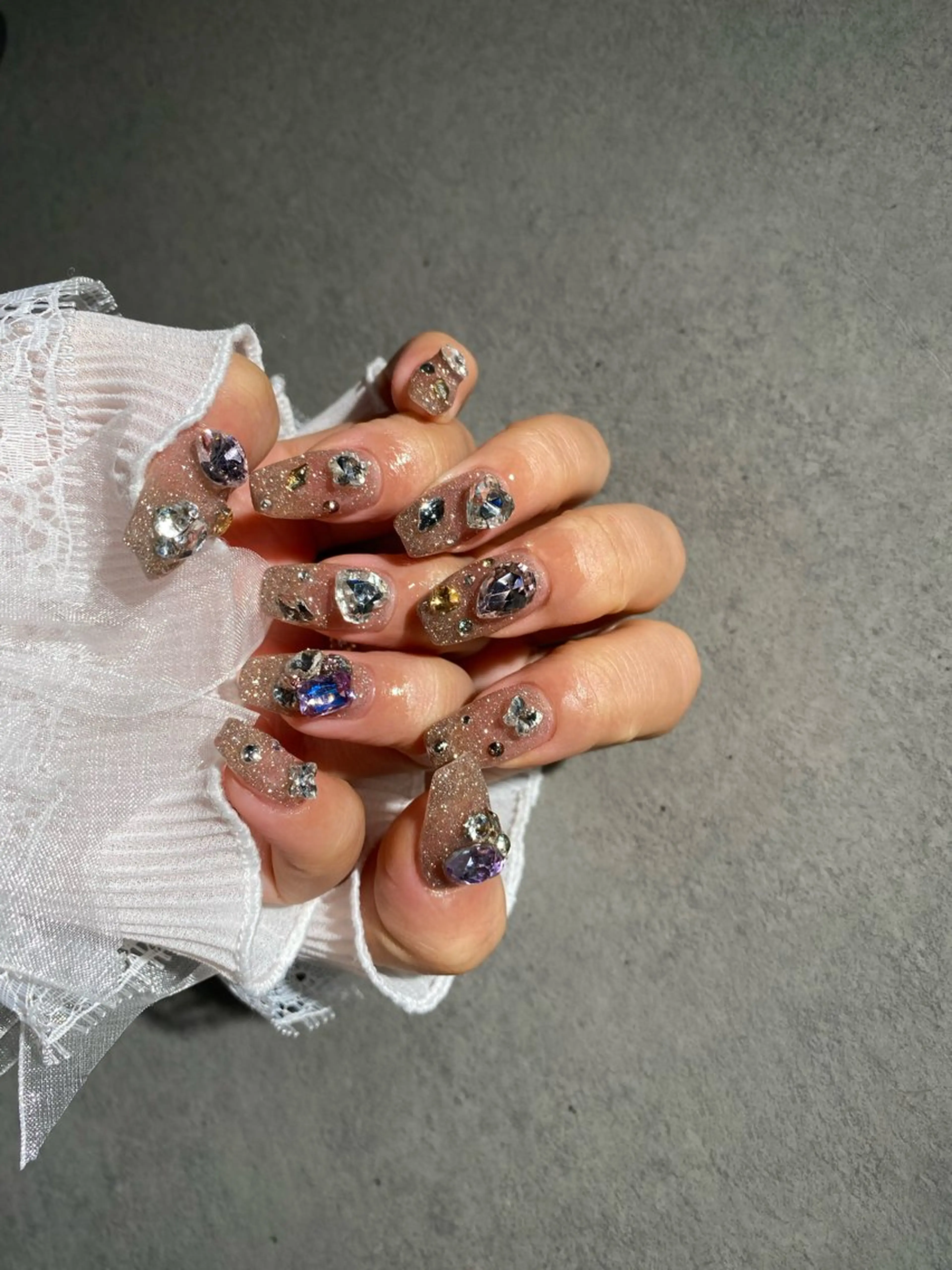 ネイル I-nailロング /ワンホン/キラキラのネイルデザイン