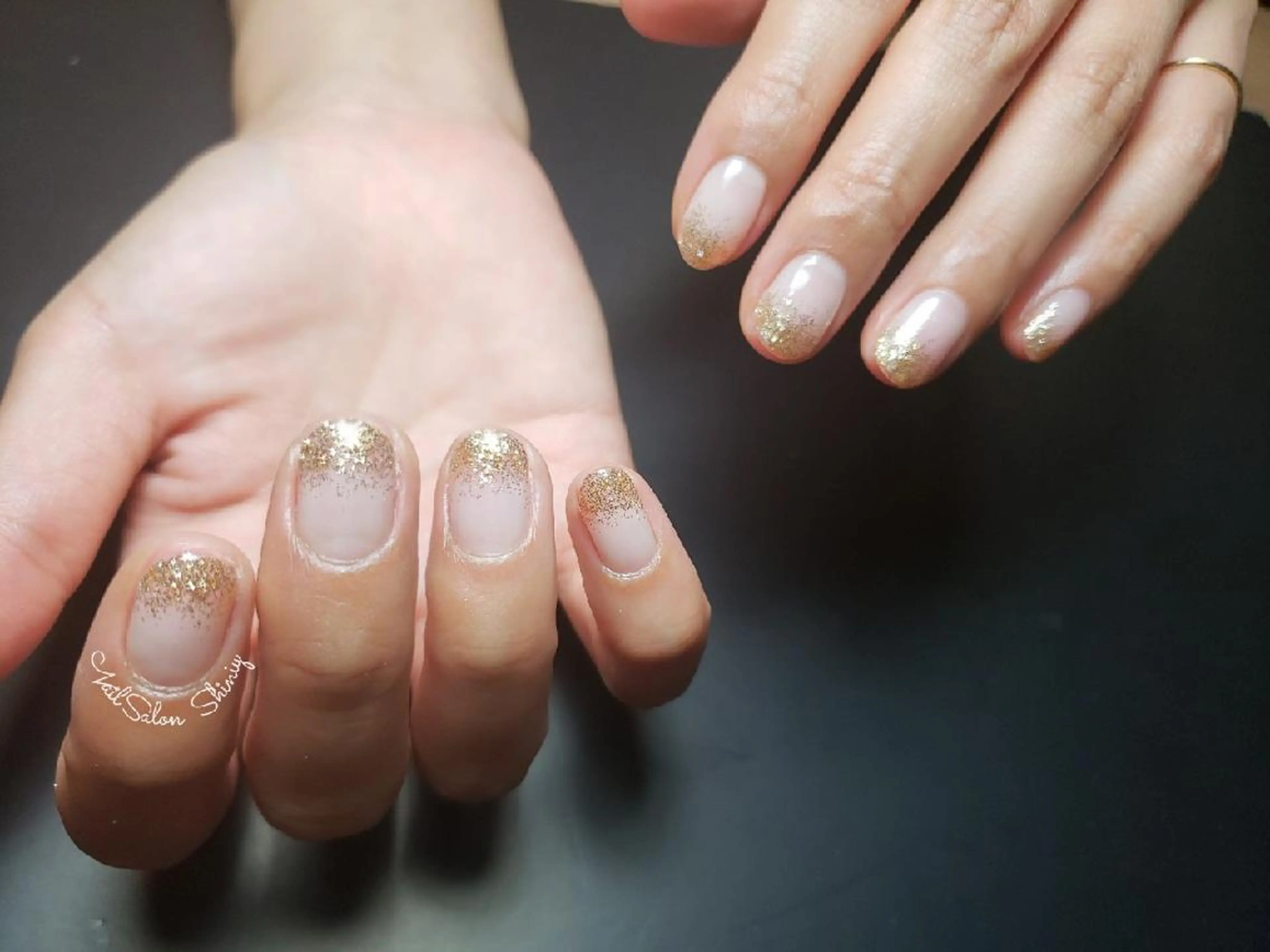 ネイル ジェルネイル グラデーション ラメ(グリッター) オフィスネイル ネイル＆脱毛サロン マキのネイルデザイン