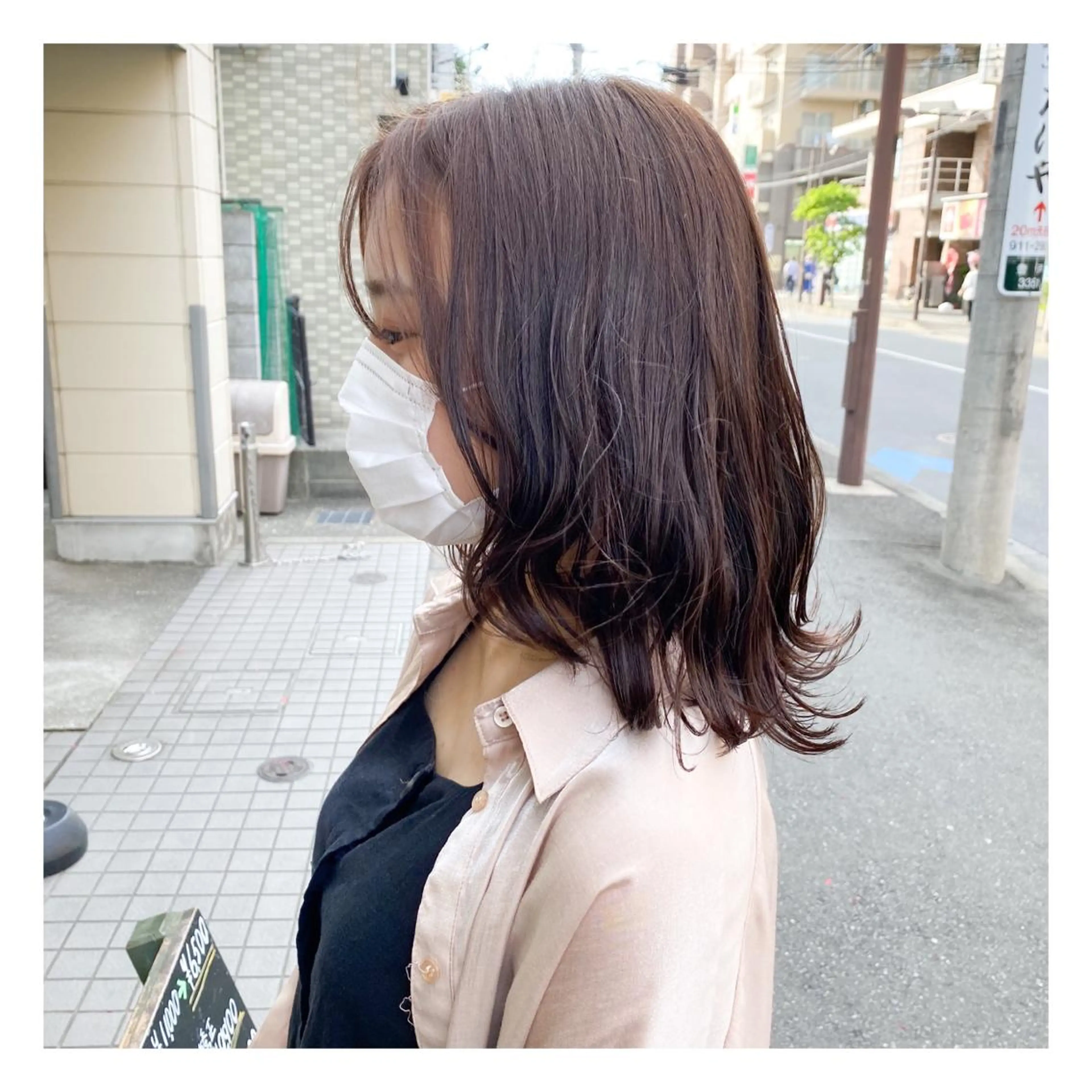 セミロング カラー 菊池大一 溝の口パーマのヘアスタイル