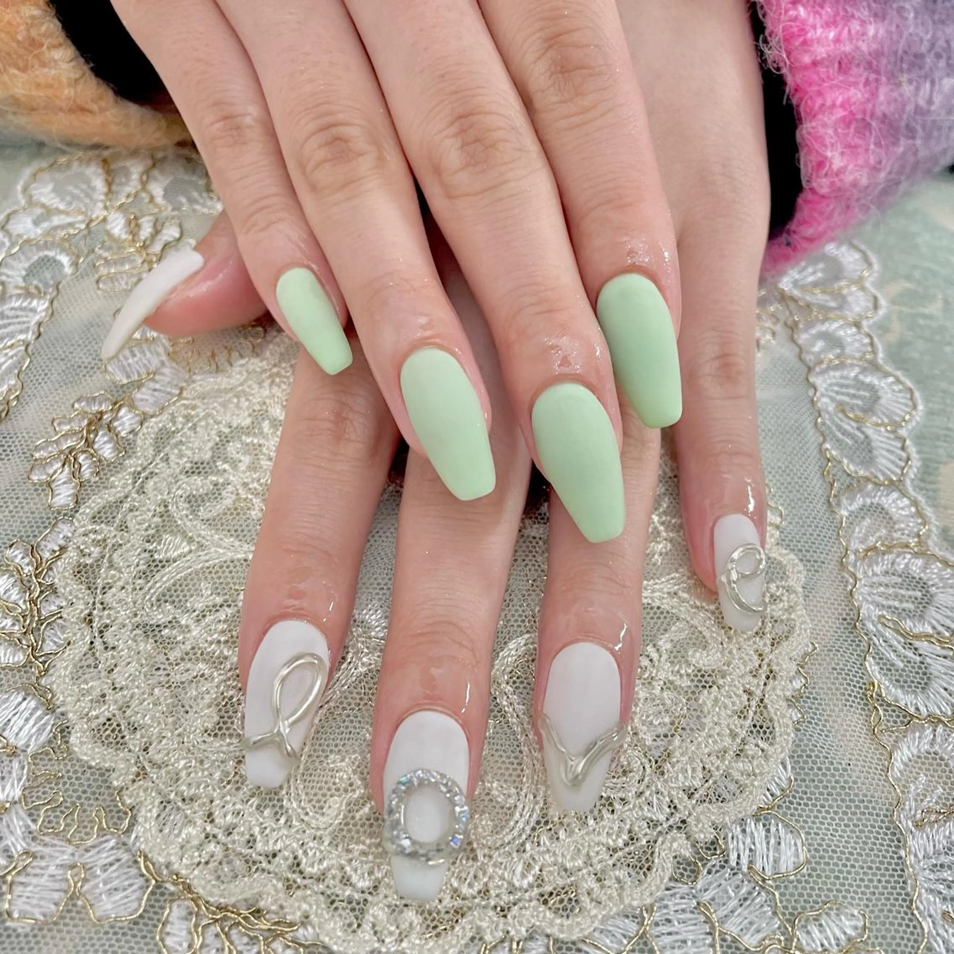 ネイル アートネイル ジェルネイル グリーン マットネイル スカルプネイル ハンドネイル J terrace Nailのネイルデザイン