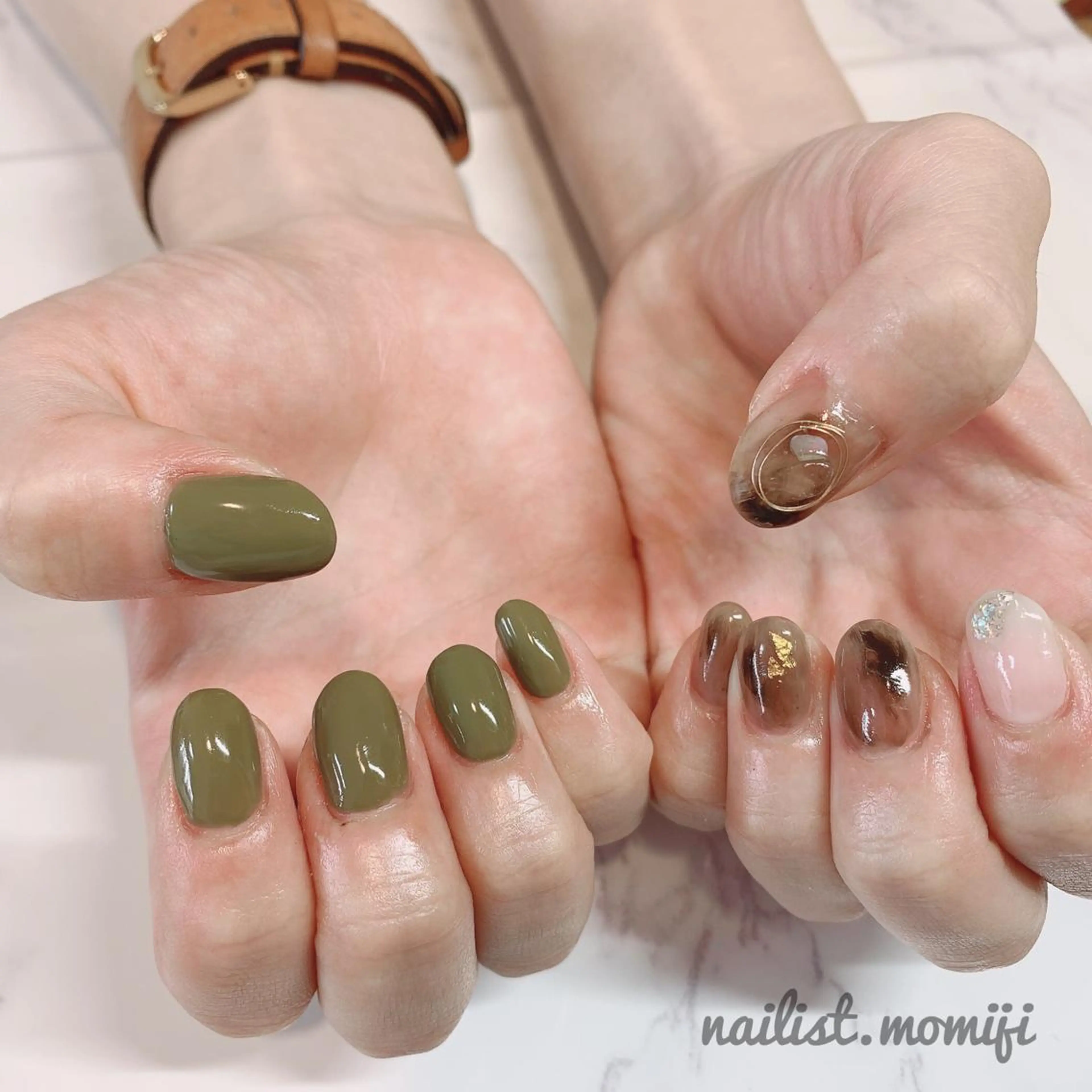 ネイル ブラウン ニュアンスネイル nailist_ momijiのネイルデザイン