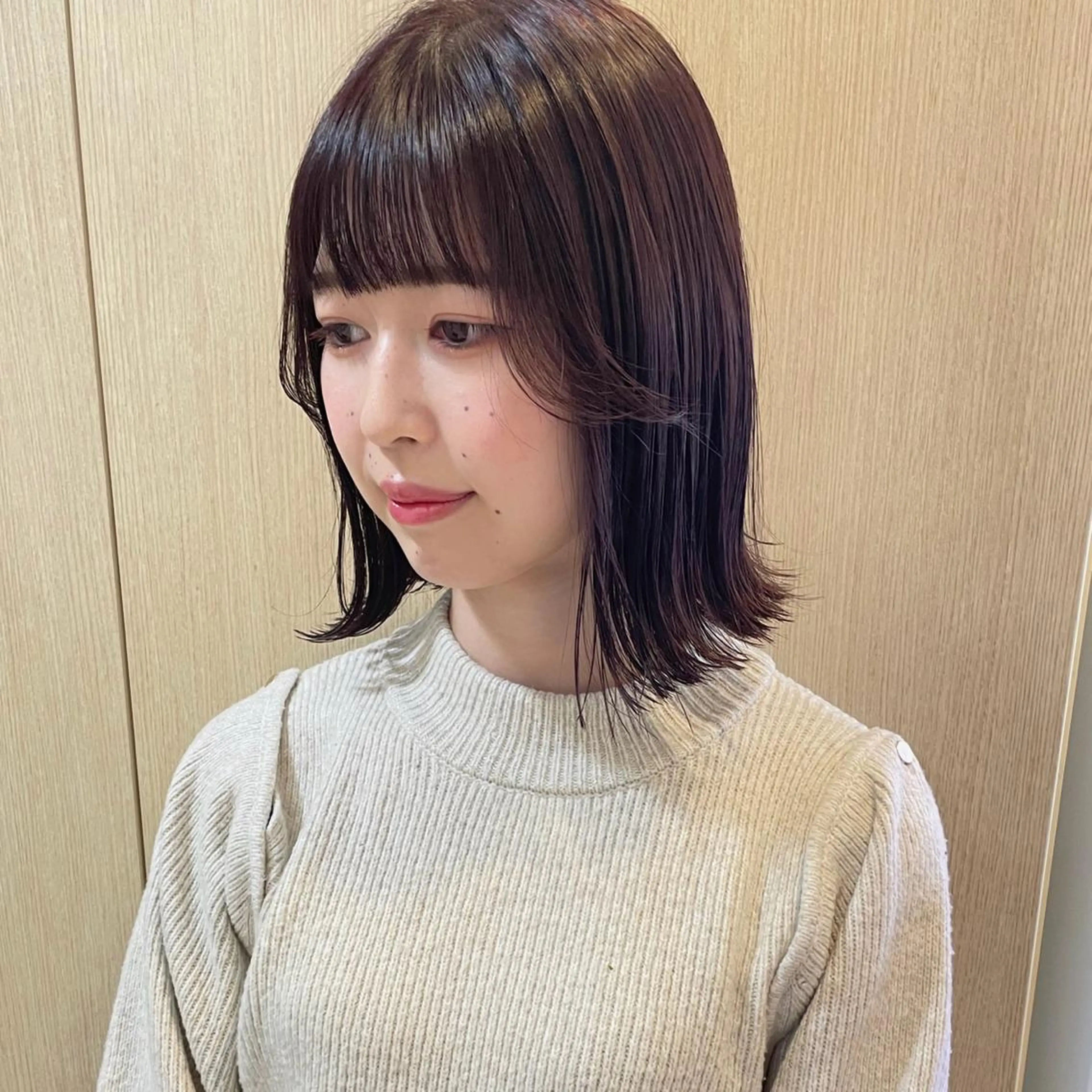 ショート 切りっぱなしボブ ピンクブラウン ボブ 外ハネヘア 【ボブ/個室サロン】 癒し空間mimuraのヘアスタイル