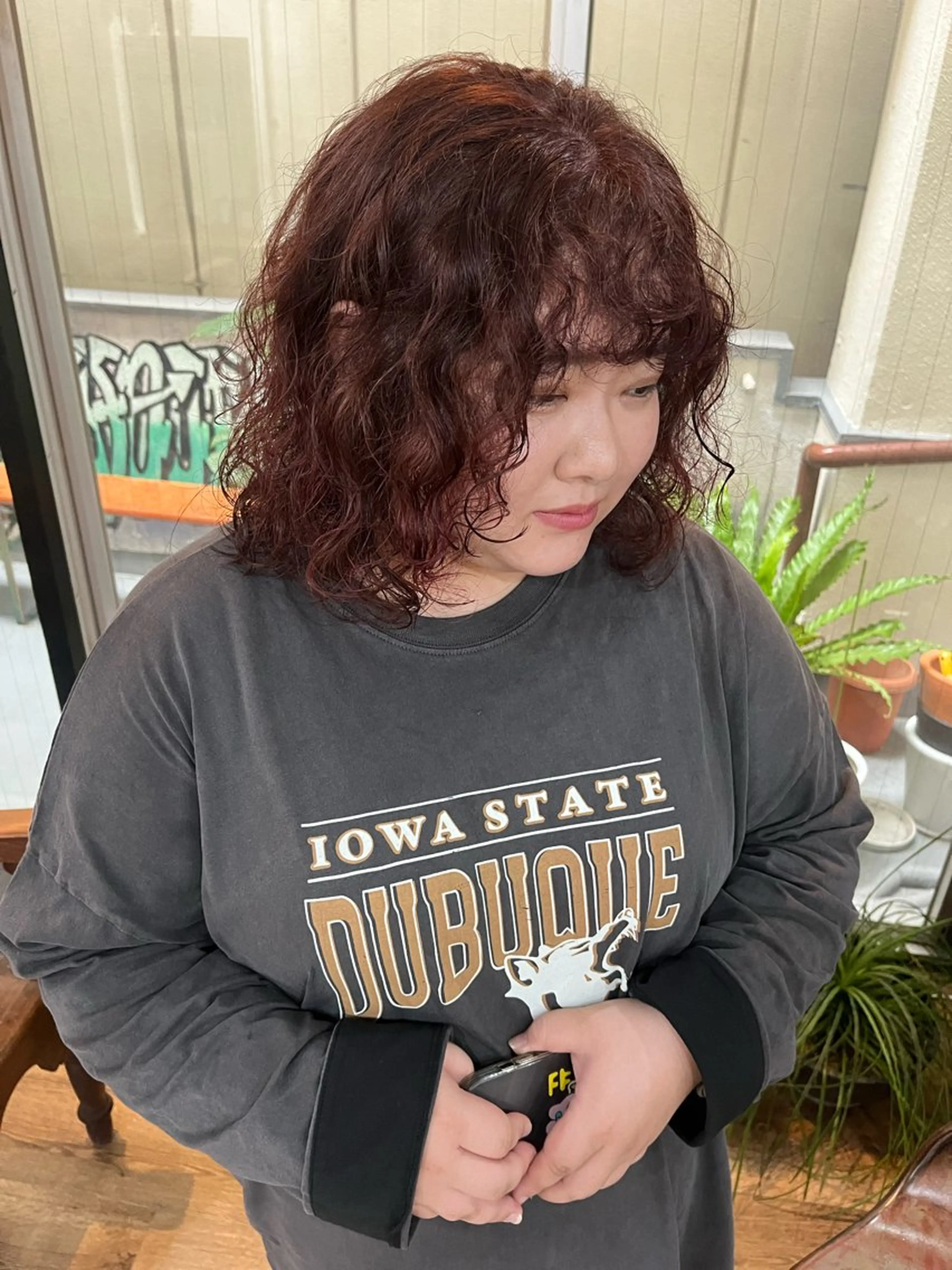 ミディアム カラー パーマ レッドカラー カット ヘアカラー ハイトーン/ショート 村上淳乃🐥のヘアスタイル