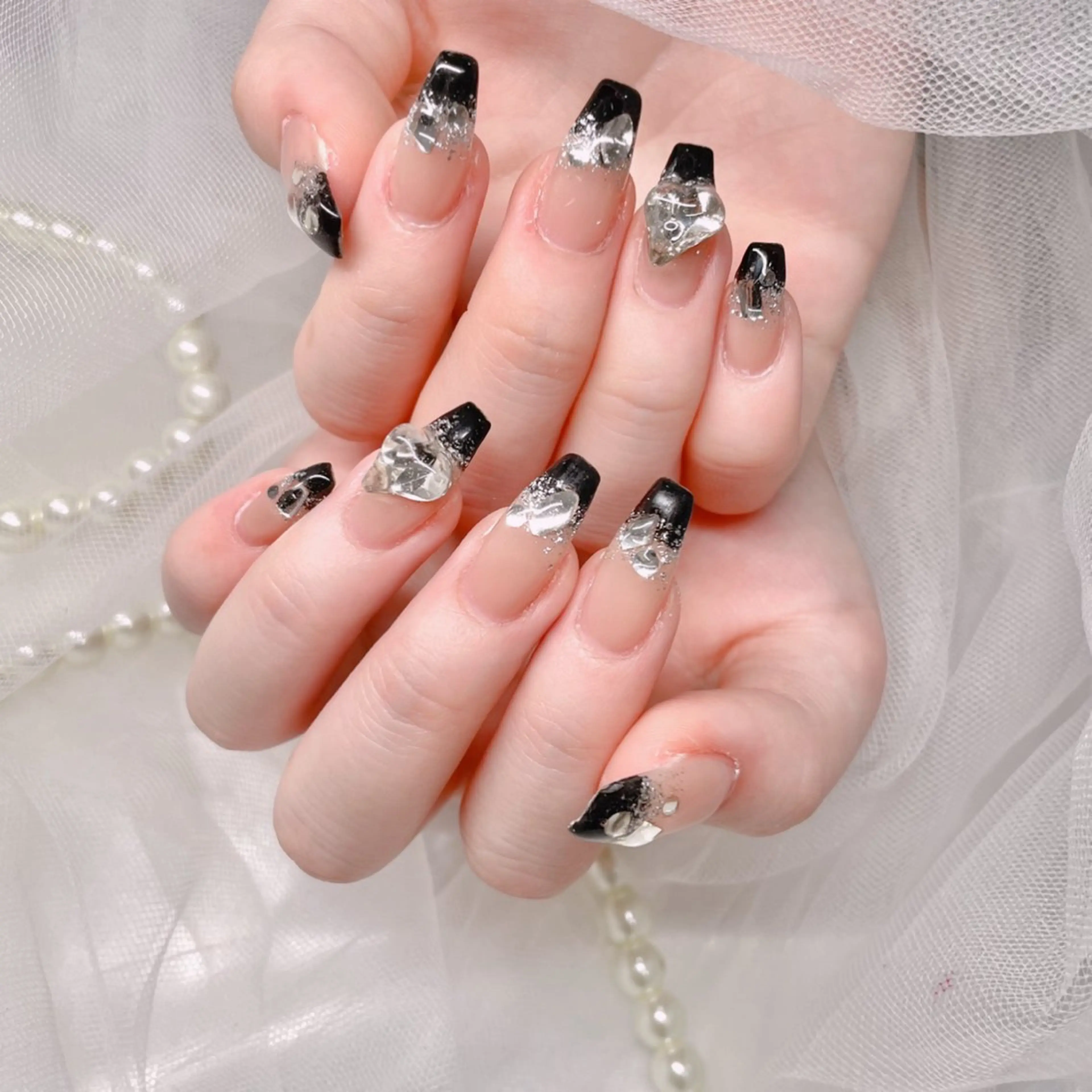 ネイル ハート キラキラネイル ワンホンネイル ハンドネイル ゆりか ジョアアンジェ福島のネイルデザイン