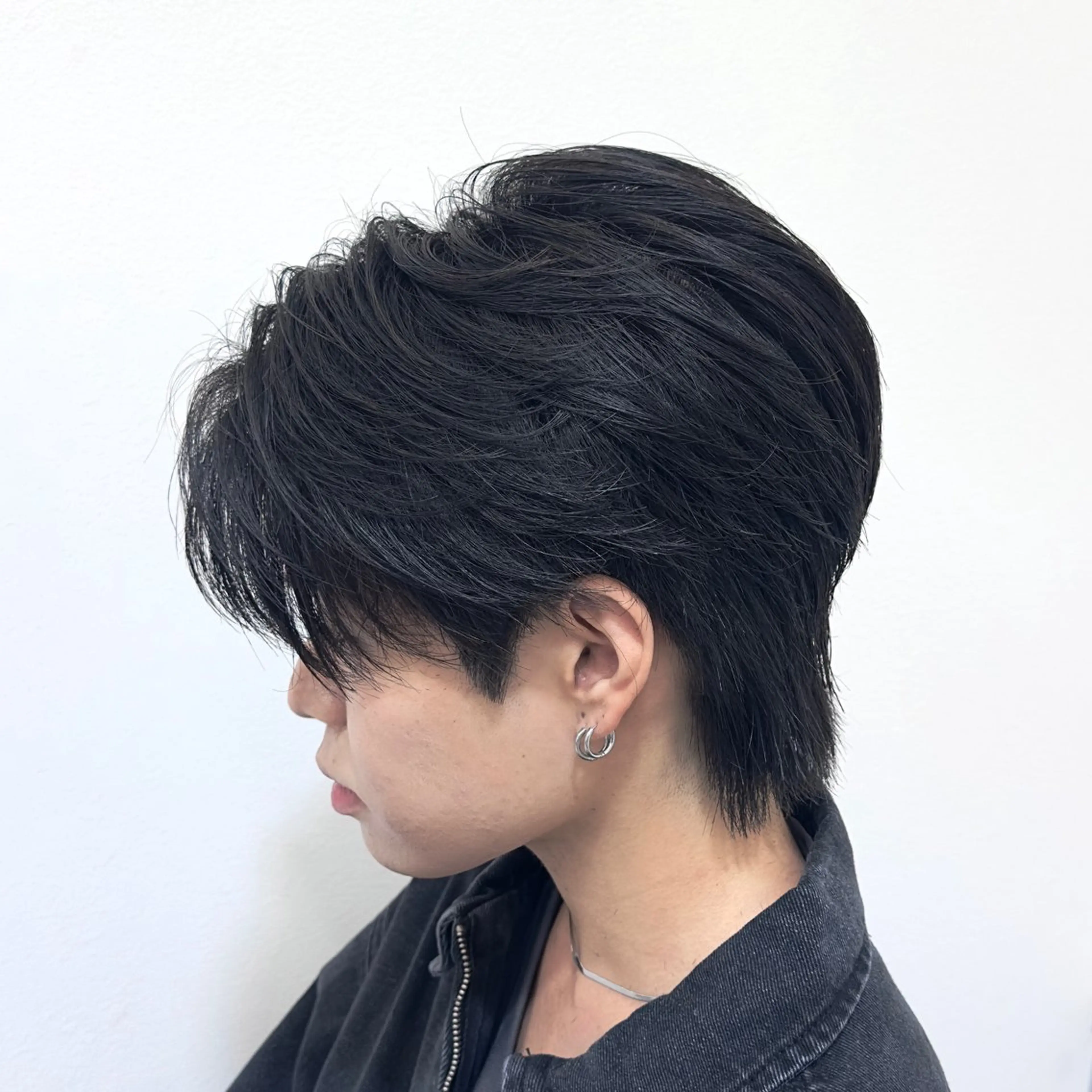 ミディアム パーマ メンズ メンズウルフカット ウルフカット カット パーマ メンズ/心斎橋 /韓流/藤本理希のヘアスタイル