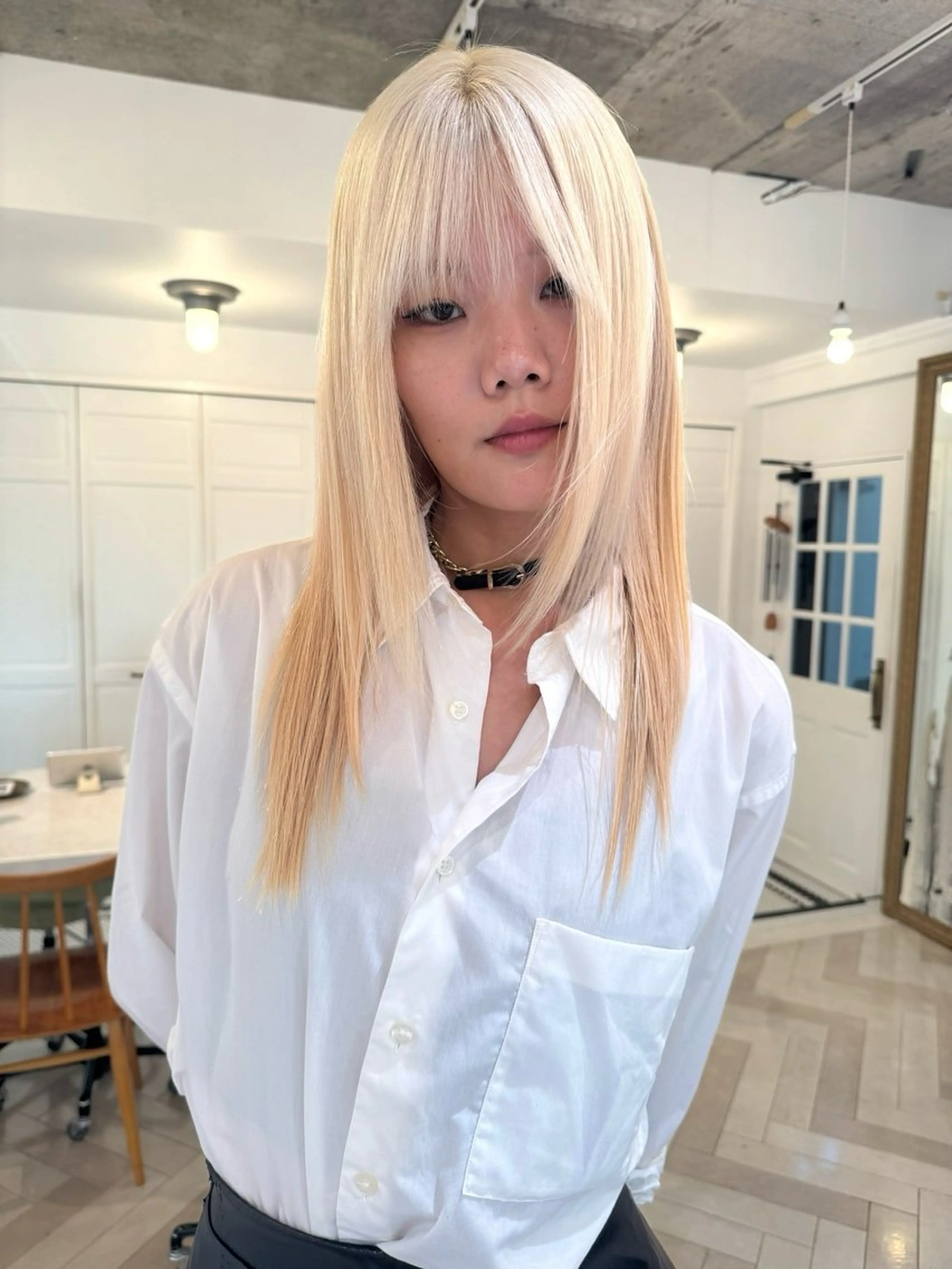 カラー ヘアカラー ブリーチカラー🎀 韓国風/寺門美優のヘアスタイル