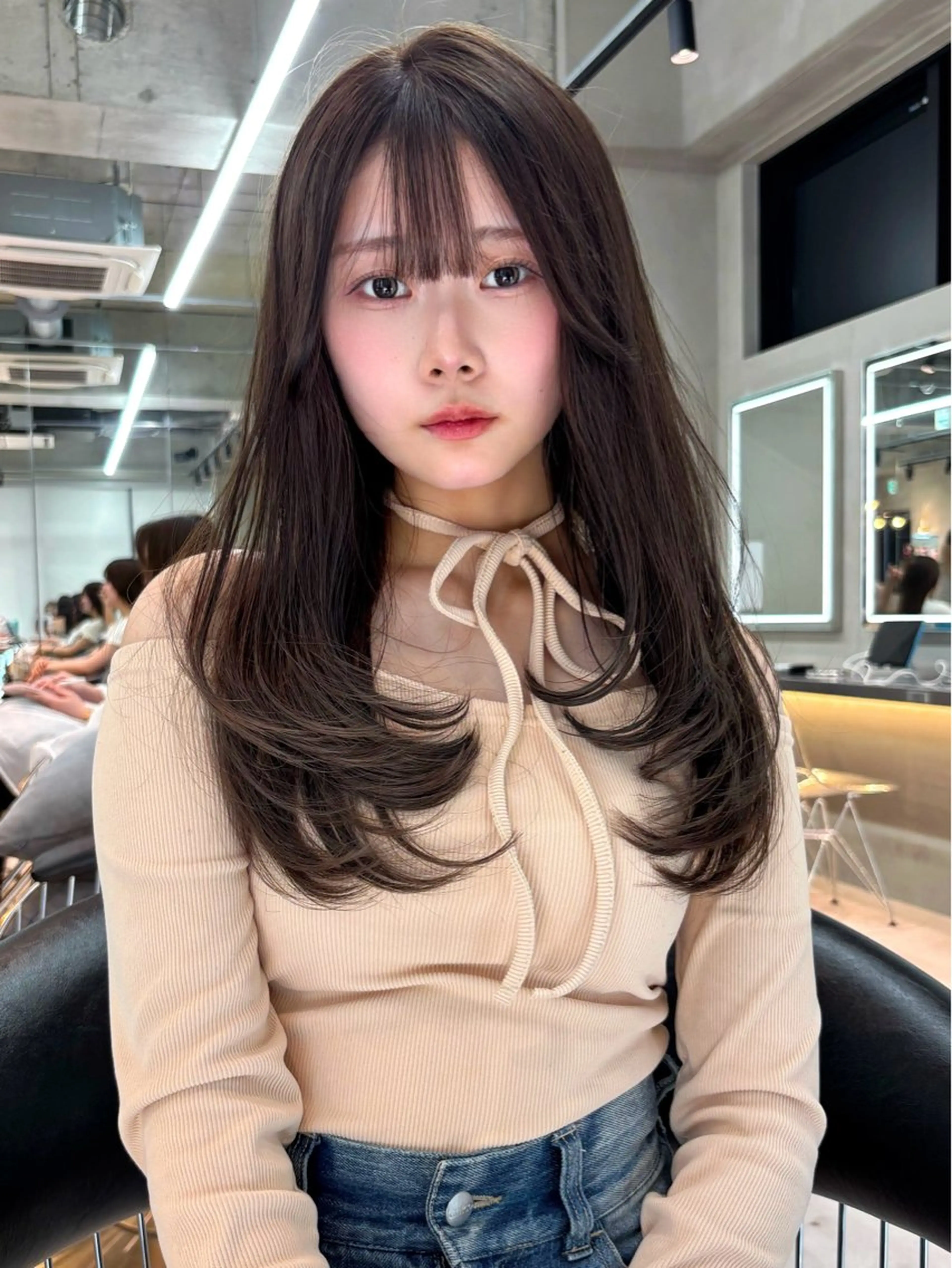 ミディアム カラー ミディアムレイヤー 透明感カラー ボブ 顔まわりレイヤー 韓国風ヘア 【美髪矯正】 吉村　清志のヘアスタイル