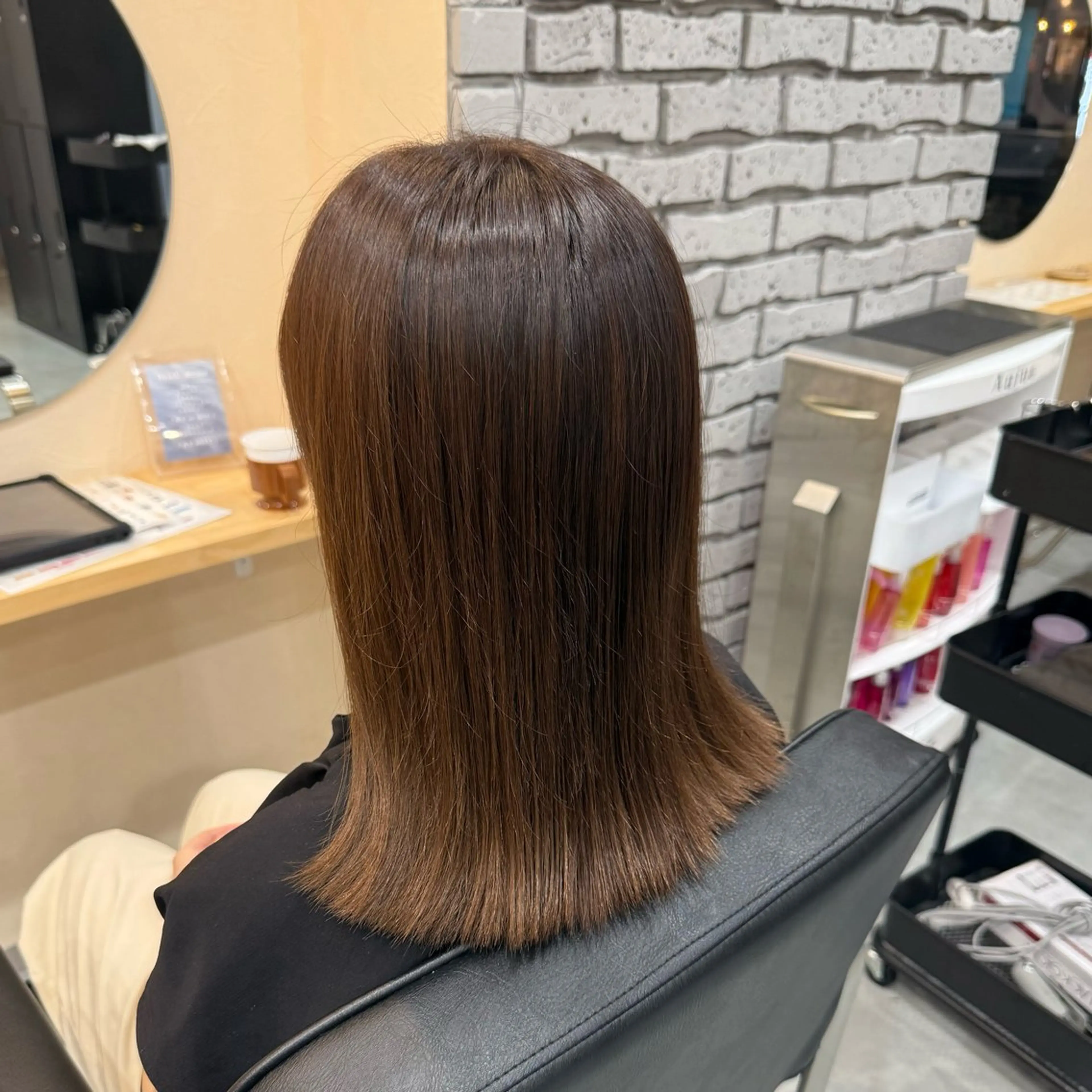 ミディアム カラー ブリーチ ブリーチなしカラー 髪質改善 似合わせカット トリートメント ✨艶感カラー💫 髪質改善🫧のヘアスタイル