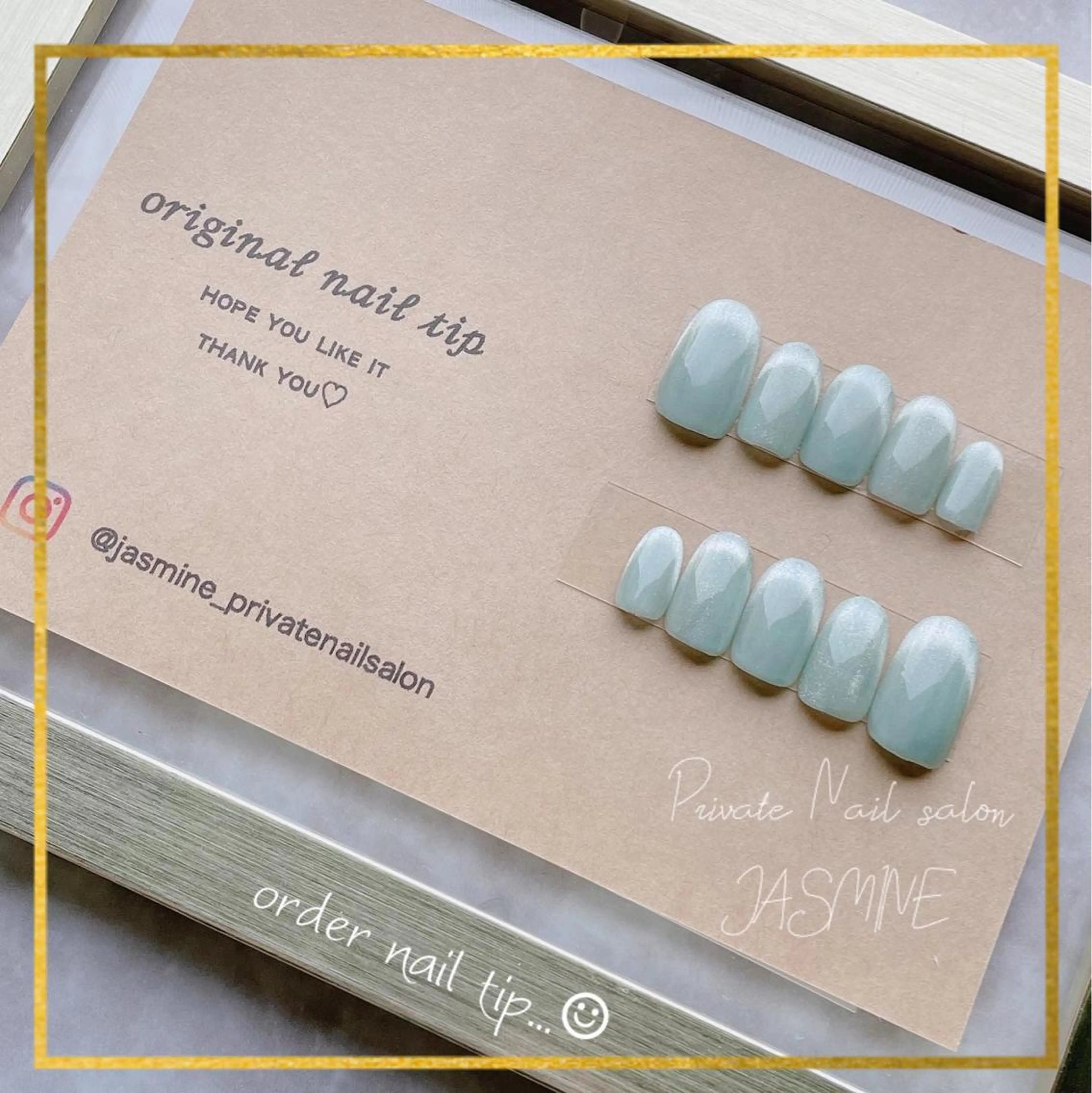 ネイル フレンチネイル グリーン マグネットネイル Nail salon JASMINEのネイルデザイン