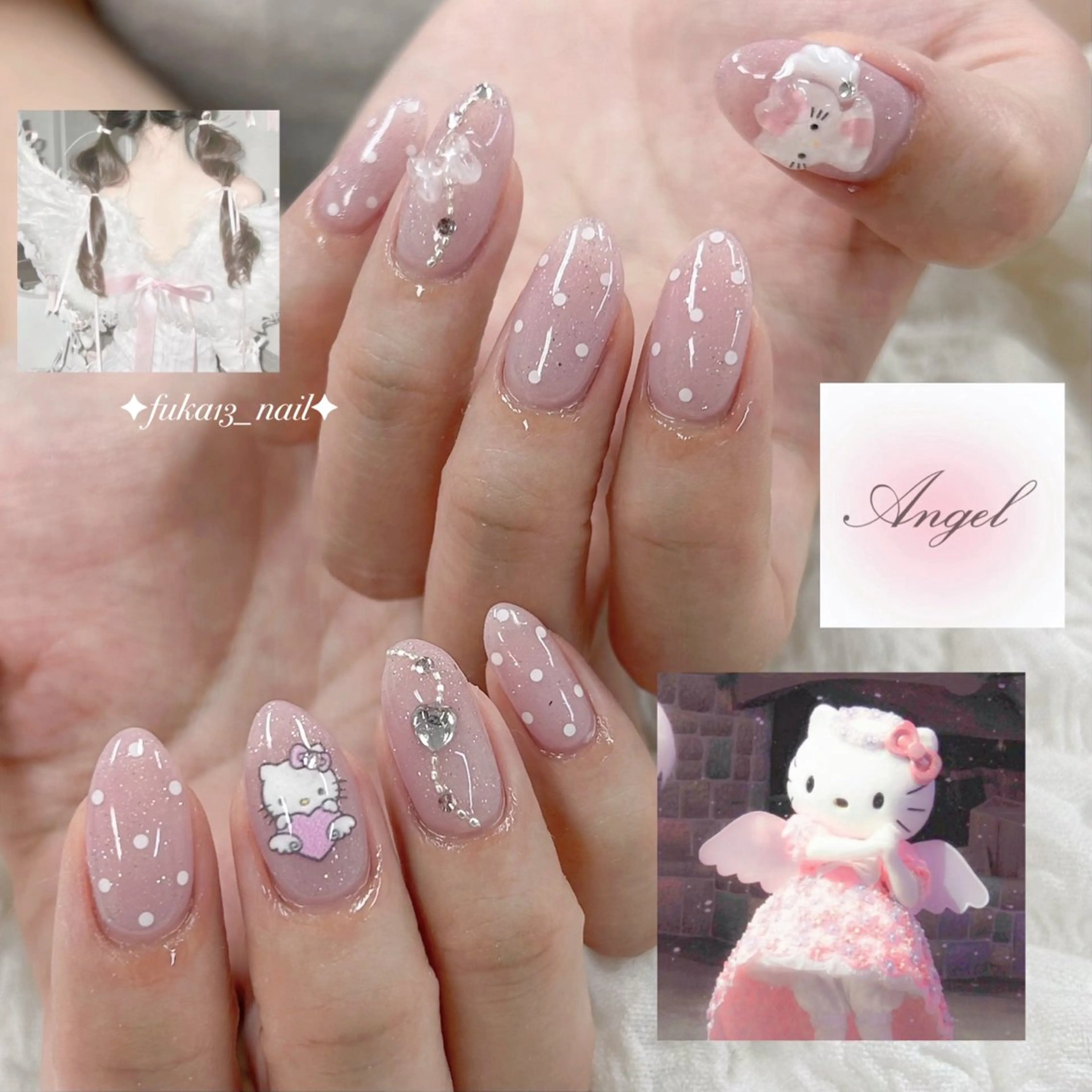 ネイル ドット ガーリー キラキラネイル 韓国ネイル ピンク ハンドネイル ネイルサロンAnela【アネラ】所属・Nail♡Fuka. /1月予約受付中のネイルデザイン