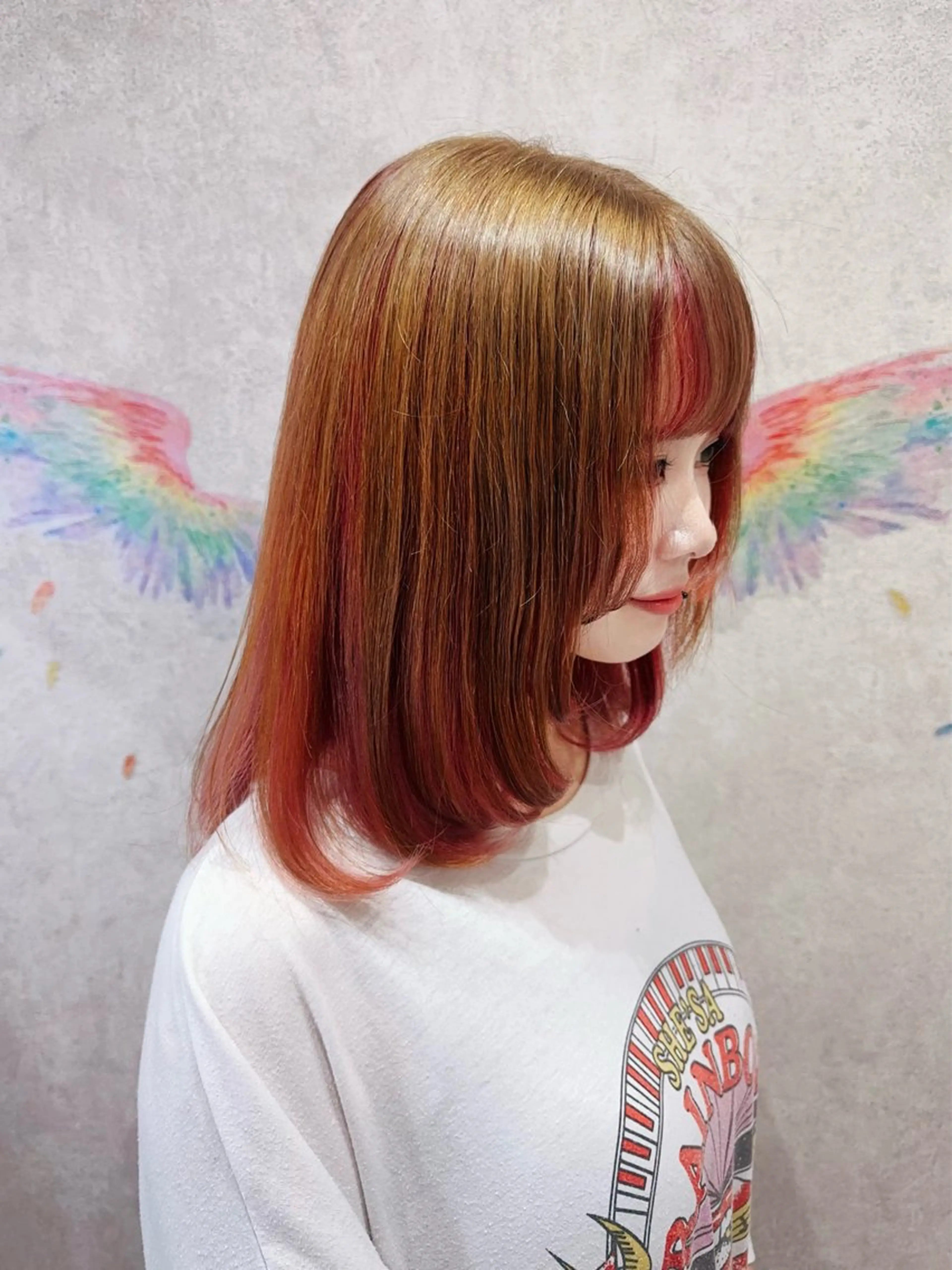 セミロング カラー ピンクカラー カット ヘアカラー トリートメント 韓国ヘアー🦄ྀི オタク美容師🌈山本のヘアスタイル