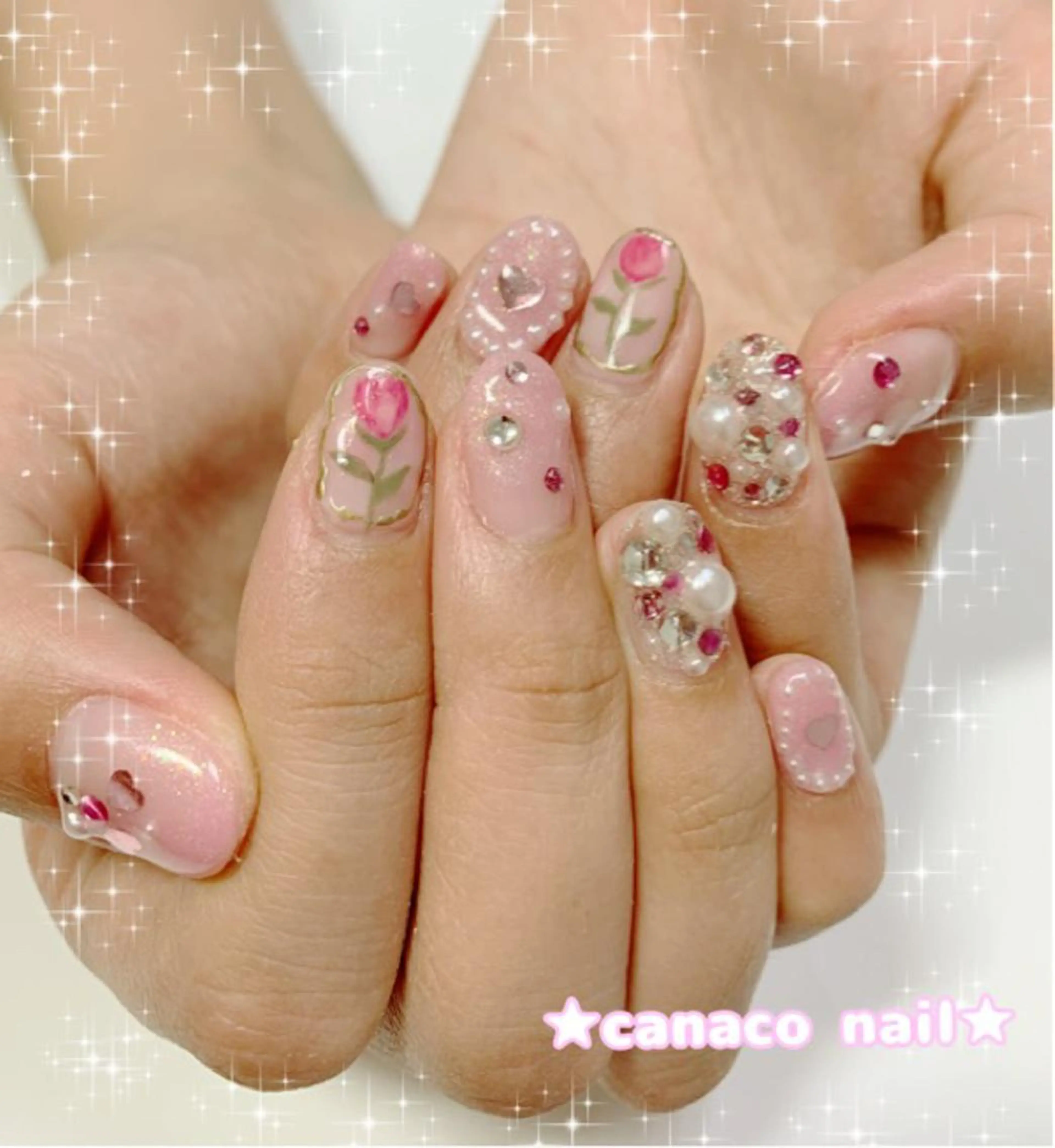 ネイル アートネイル ジェルネイル パラジェル ストーンネイル Felice所属・ベテランネイル cnc  nailのネイルデザイン