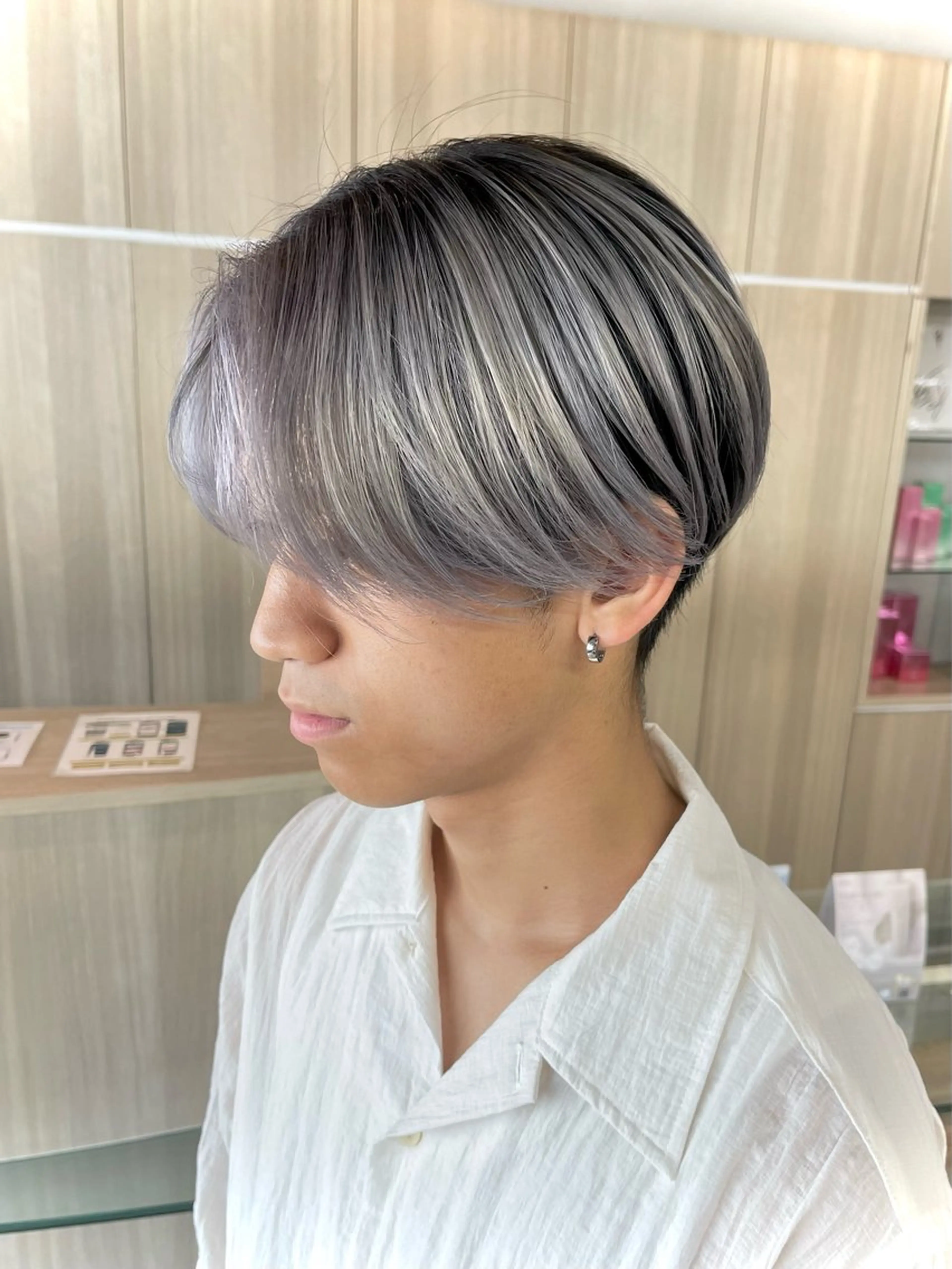 ミディアム カラー メンズ カット ヘアカラー トリートメント 野田頭 心🌿/ボブ レイヤー/艶カラーのヘアスタイル