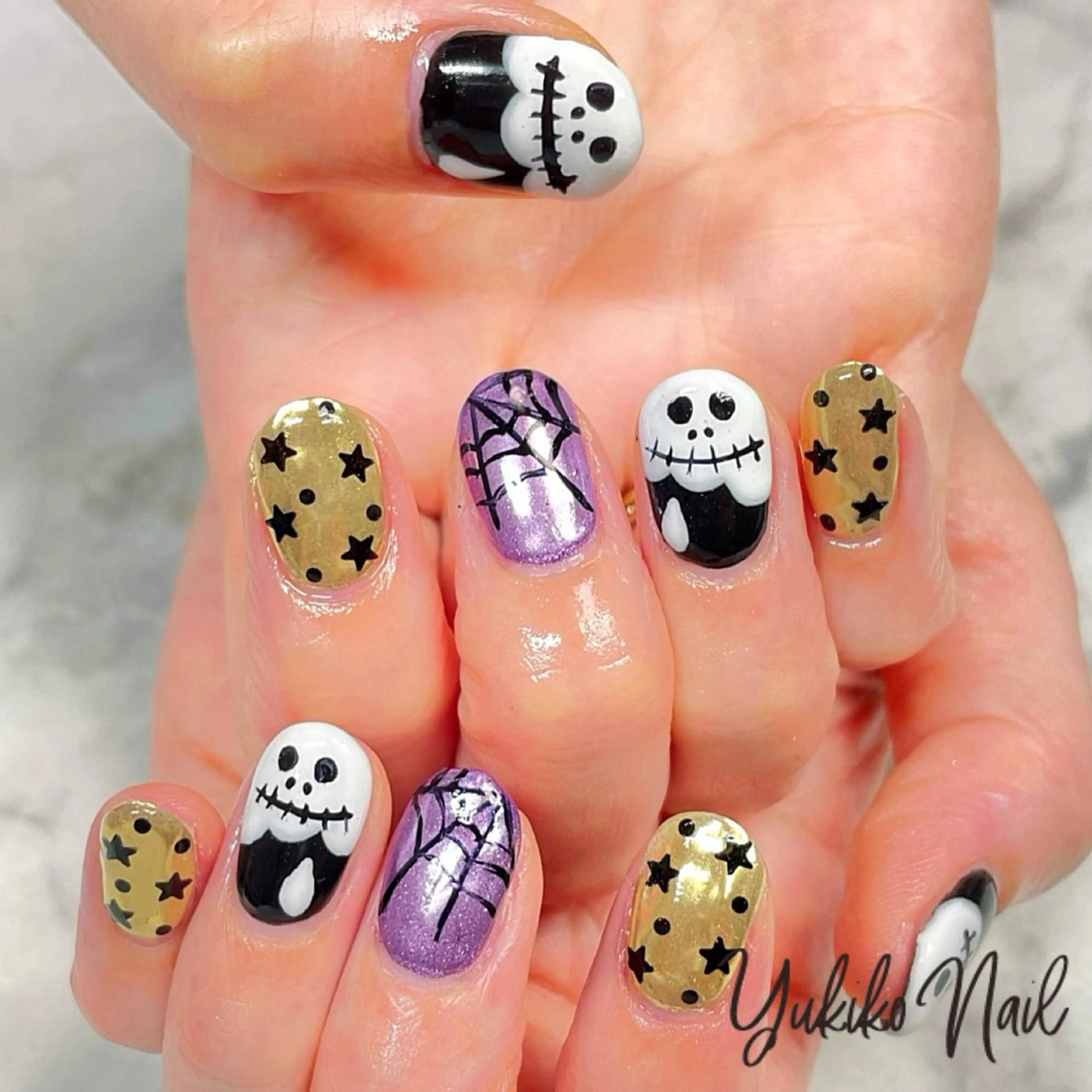 ネイル アートネイル フットネイル ハロウィン ミラーネイル ハンドネイル ユキコ ネイルのネイルデザイン
