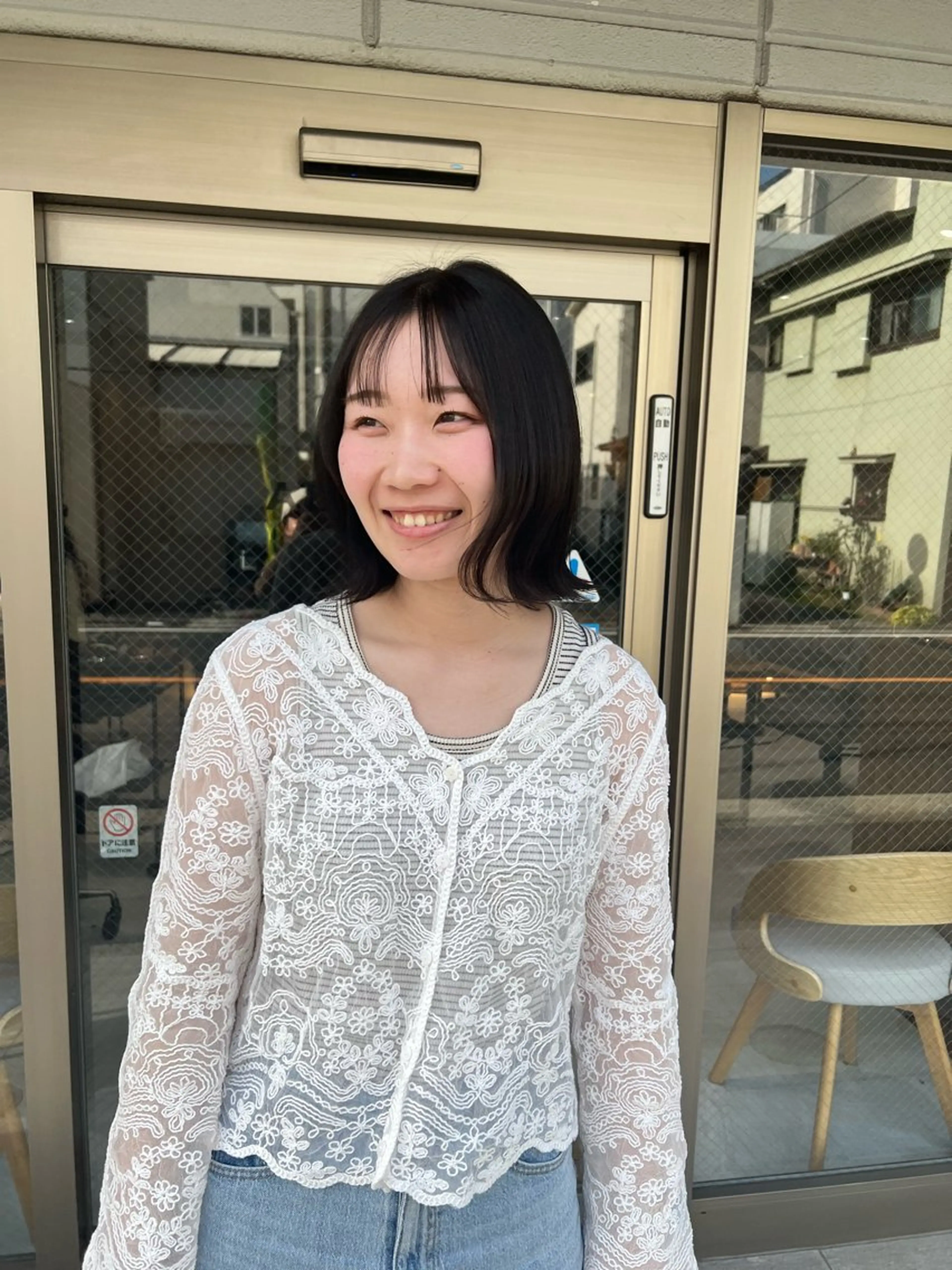 ショート 切りっぱなしボブ ボブ カット ヘアカラー 縮毛矯正 トリートメント 艶ボブ🤎暖色カラー 縮毛矯正/メンズ💈のヘアスタイル