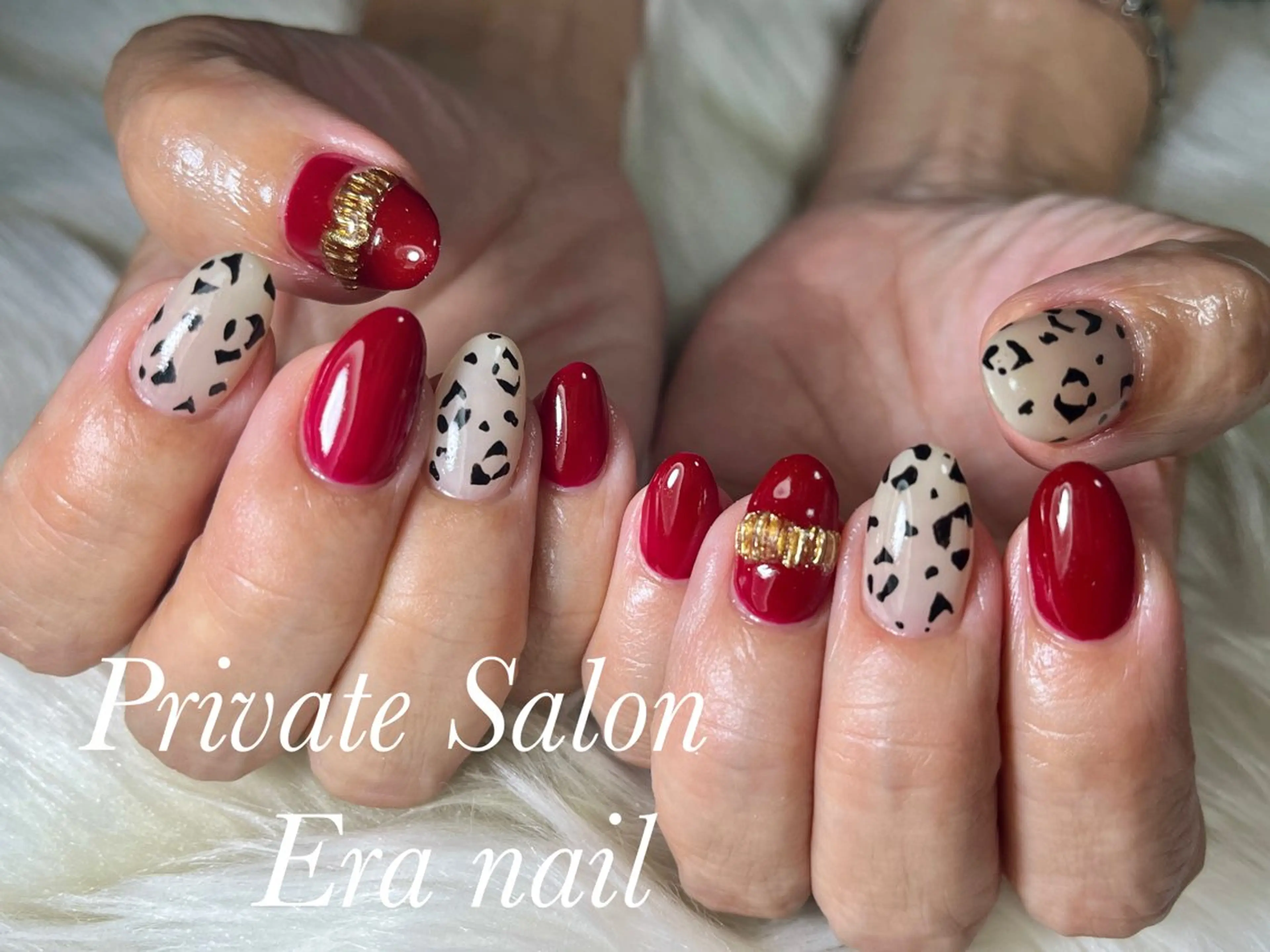 ネイル アニマル柄 ボルドー Era nailのネイルデザイン