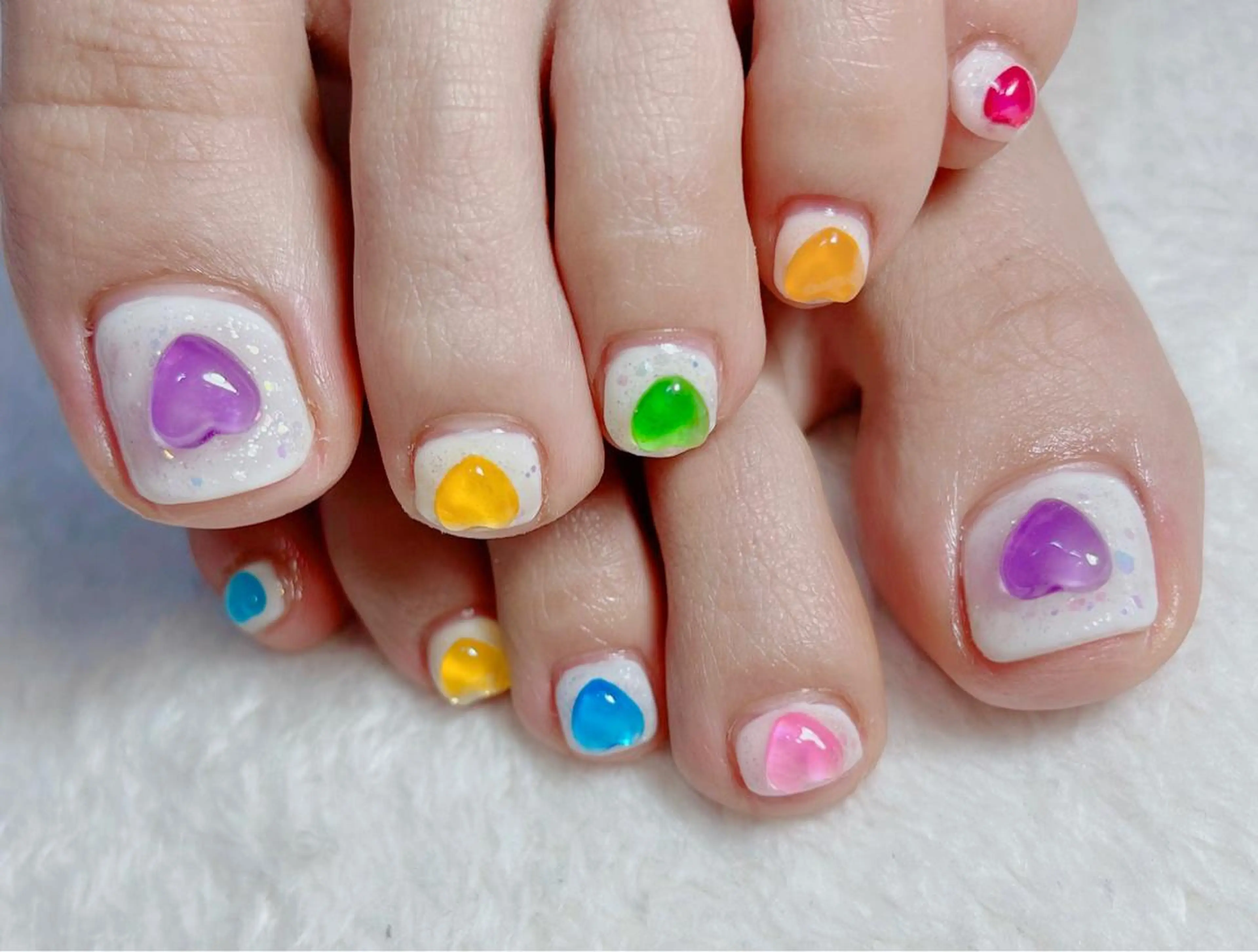 ネイル ハート ぷっくりネイル フットネイル reve あやののネイルデザイン