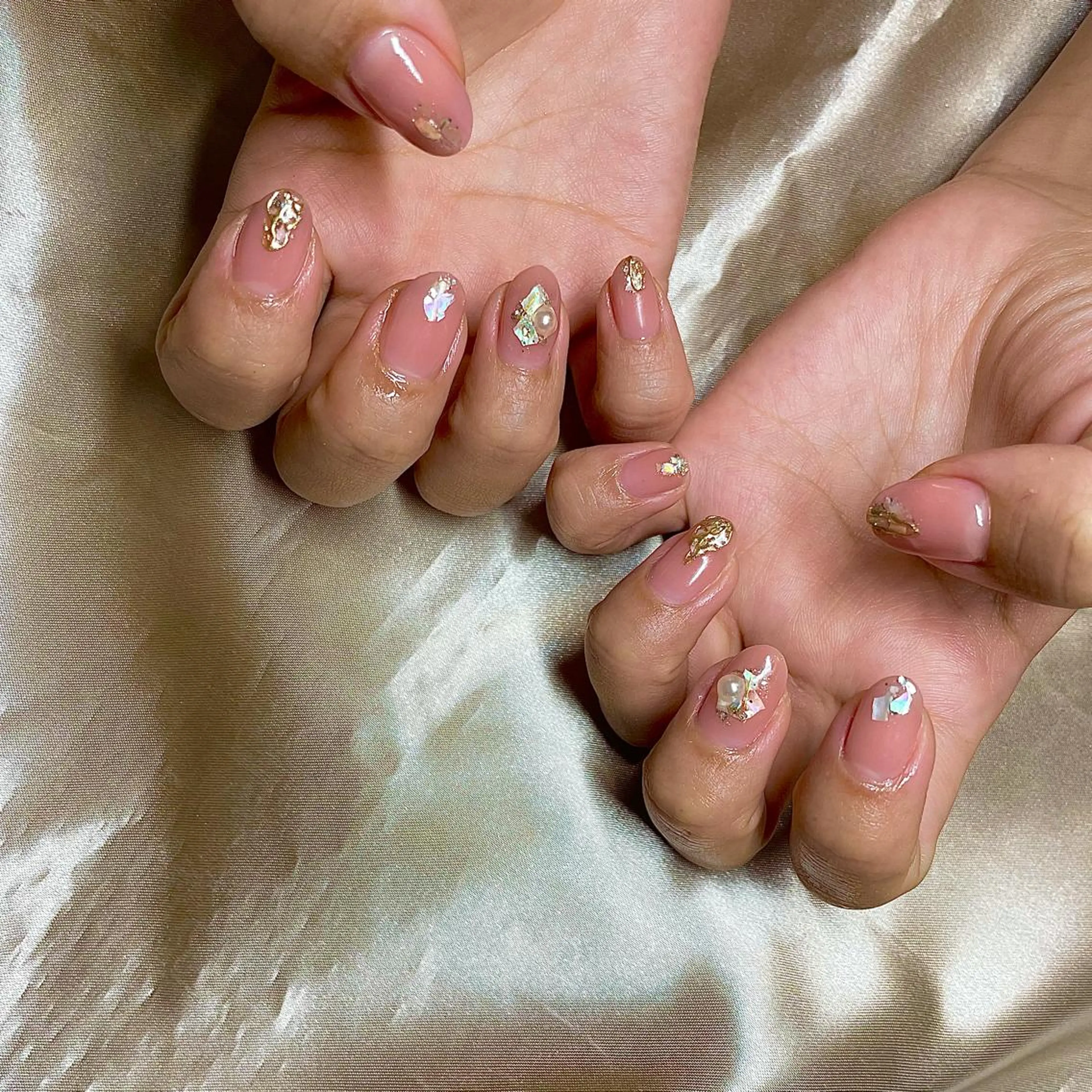 ショート カラー パーマ ヘアアレンジ メンズ キッズ ネイル マツエク・マツパ ミラーネイル nail&eye Aoのマツエク・マツパデザイン