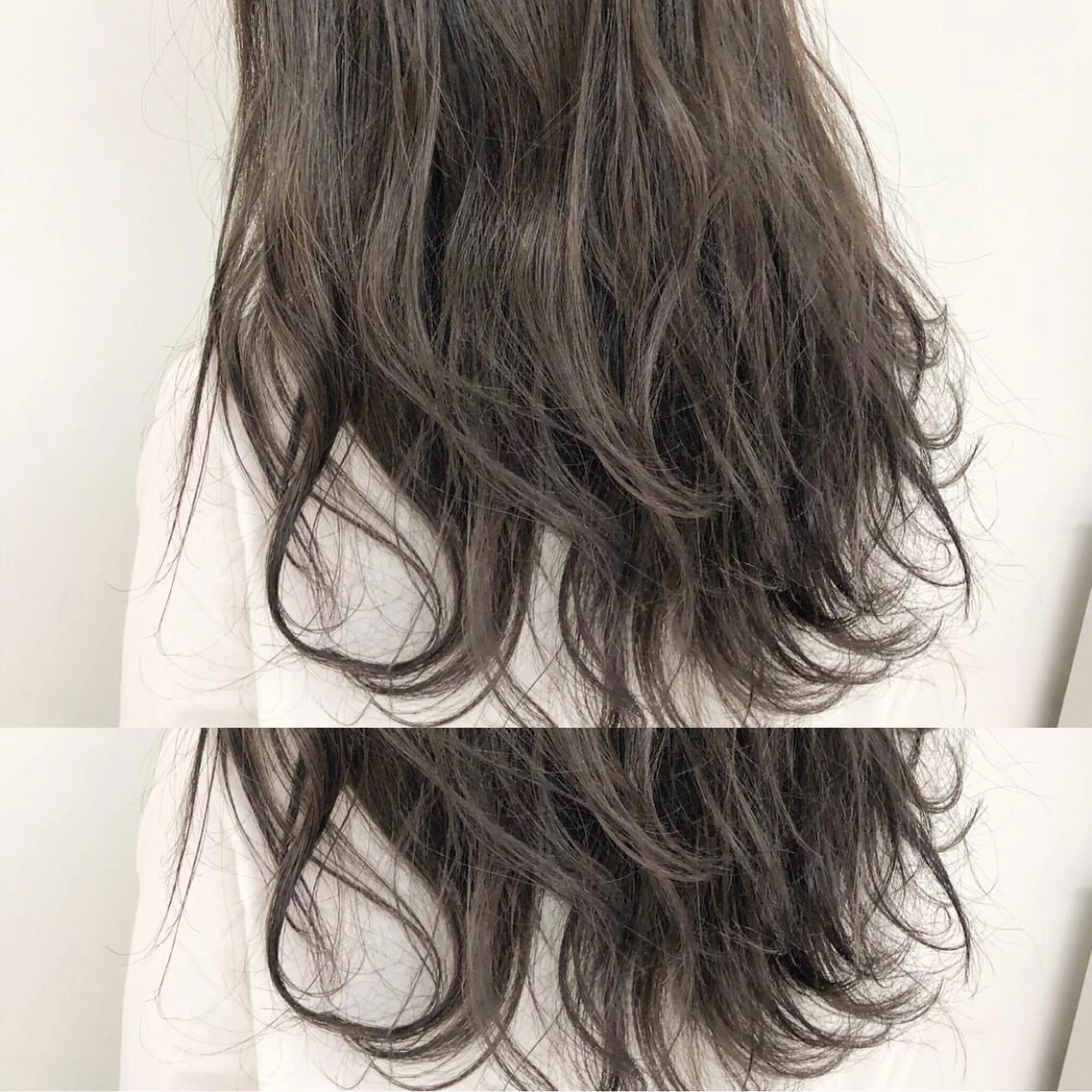 ロング カラー アッシュ バレイヤージュ ブリーチ グラデーションカラー グレージュ レイヤー/韓国/ 顔周り/しんやのヘアスタイル
