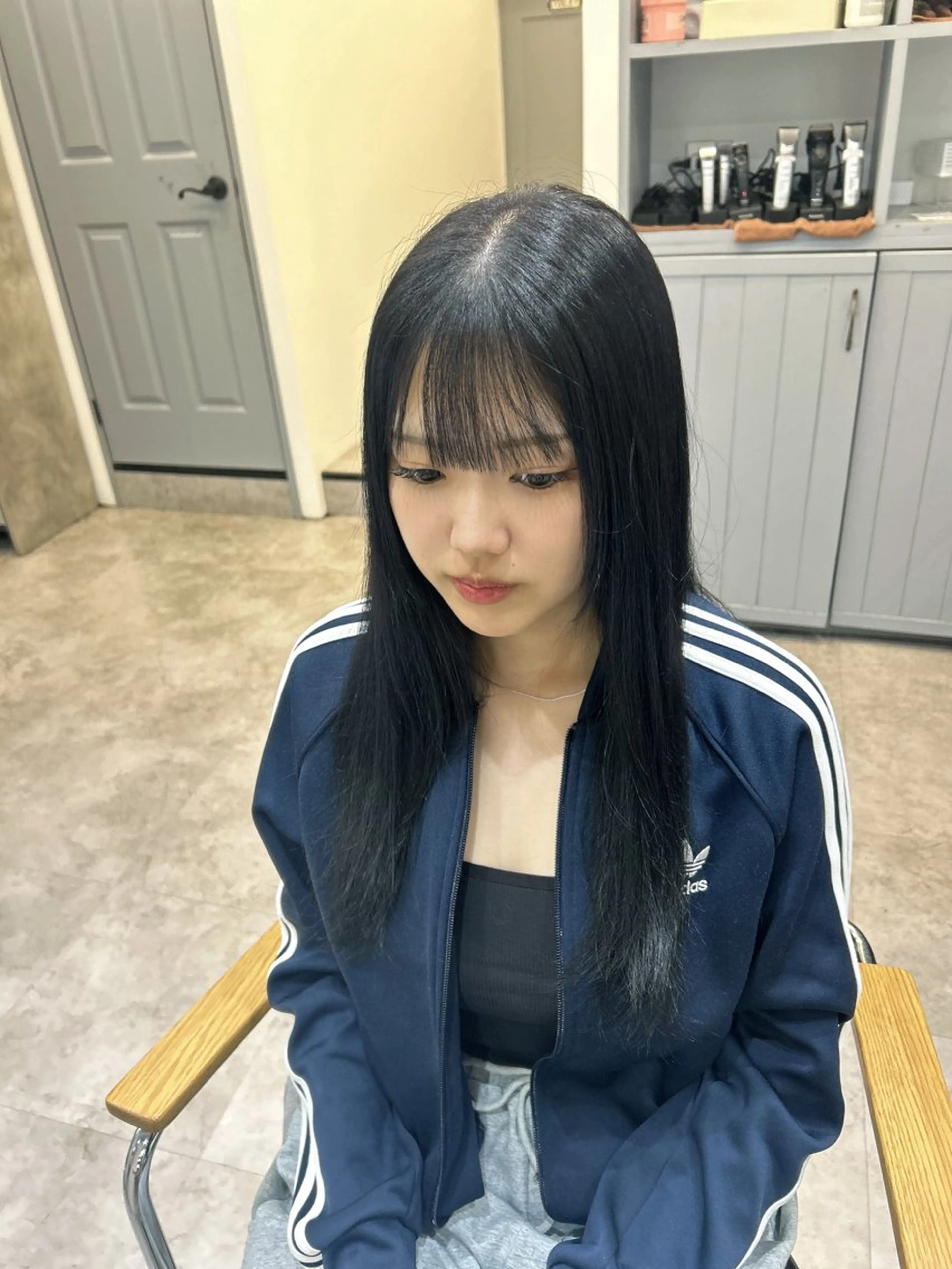 ロング カラー ヘアアレンジ 黒髪 ブルーカラー ブルーブラック ヘアカラー ボブ /ニュアンス/ satomi🧸💖のヘアスタイル