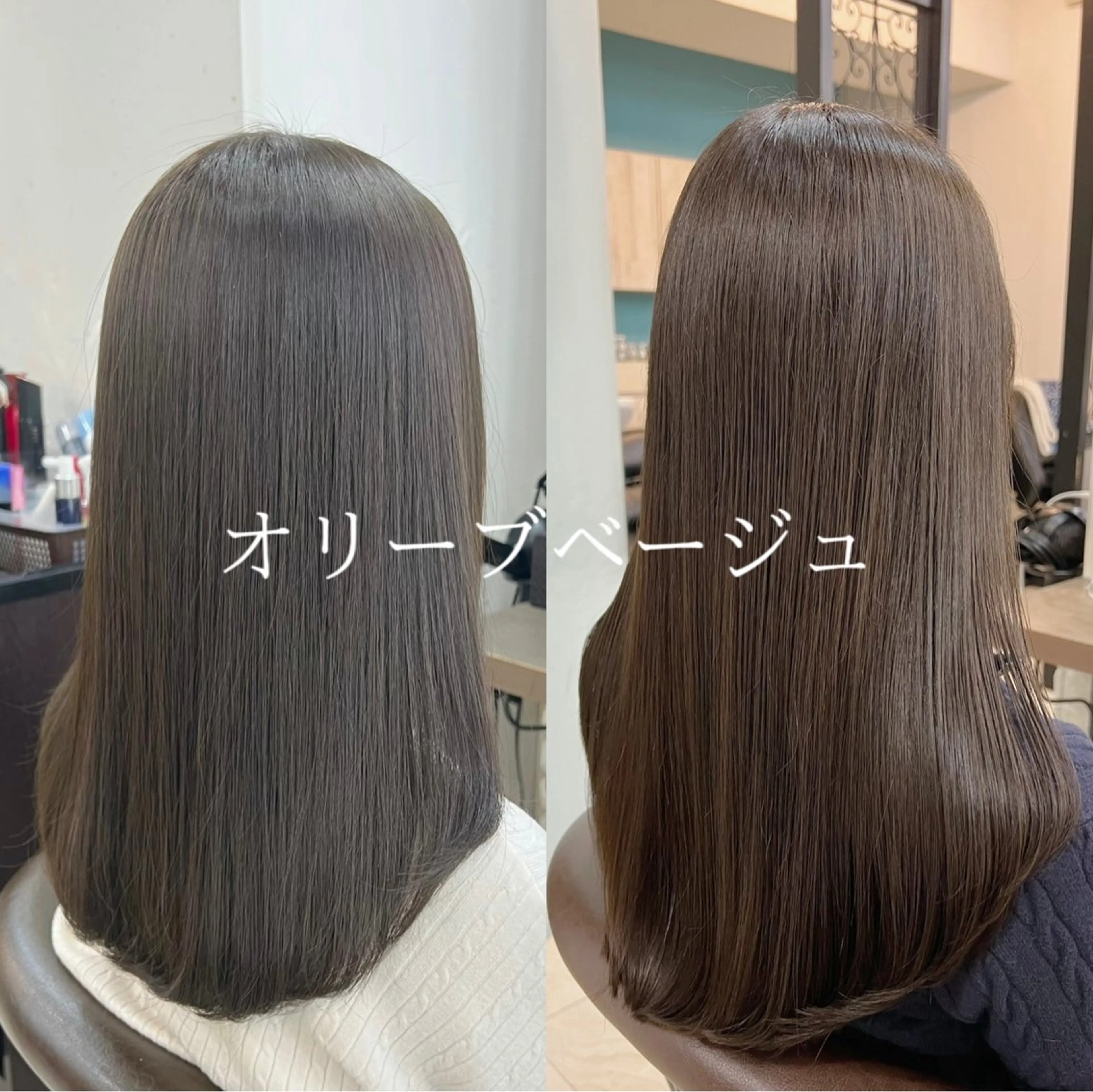 ロング 柔らかオリーブカラー 透明感カラー古澤羅威のヘアスタイル