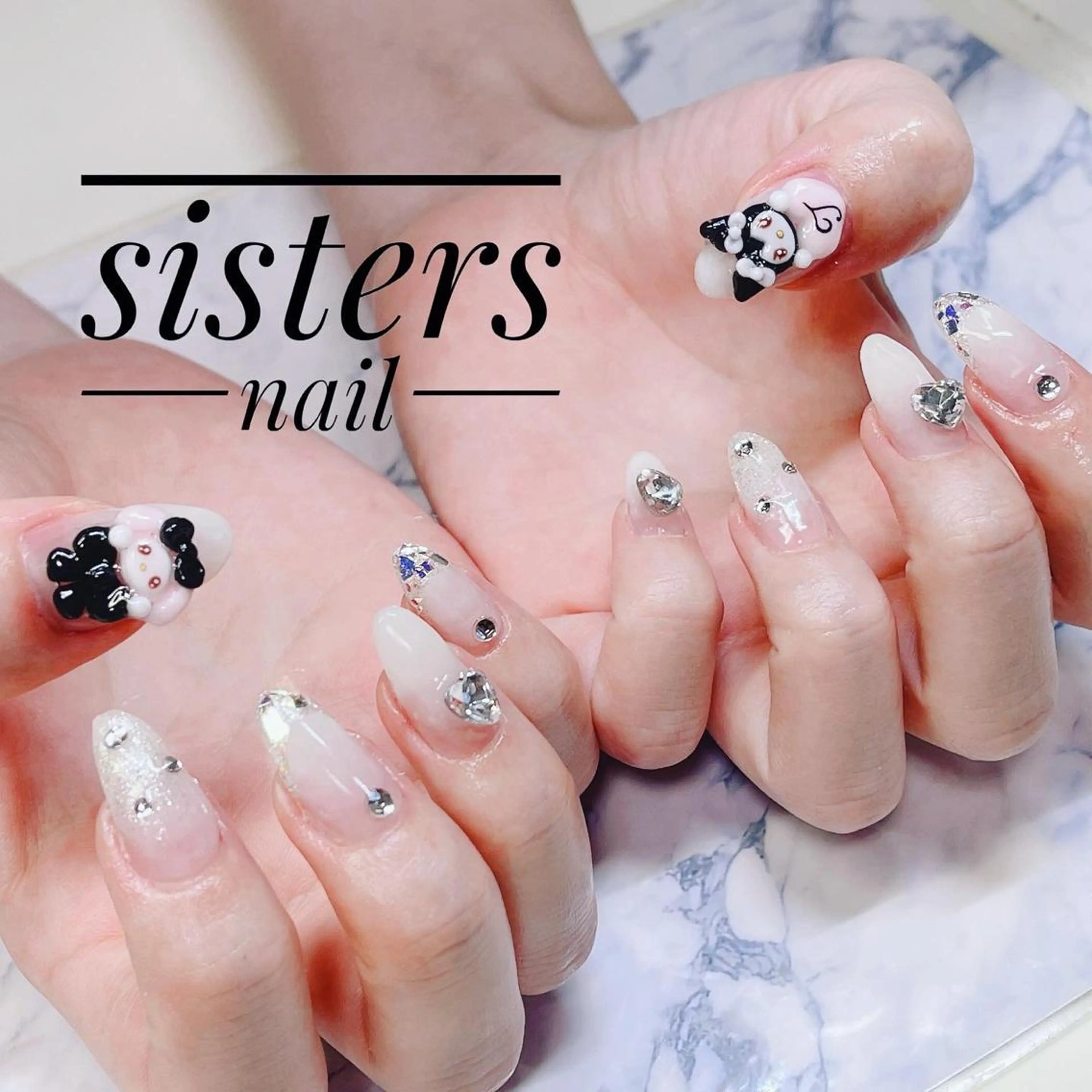 ネイル アートネイル フレンチネイル ガラスフレンチ グラデーション ハート sisters nail.fのネイルデザイン