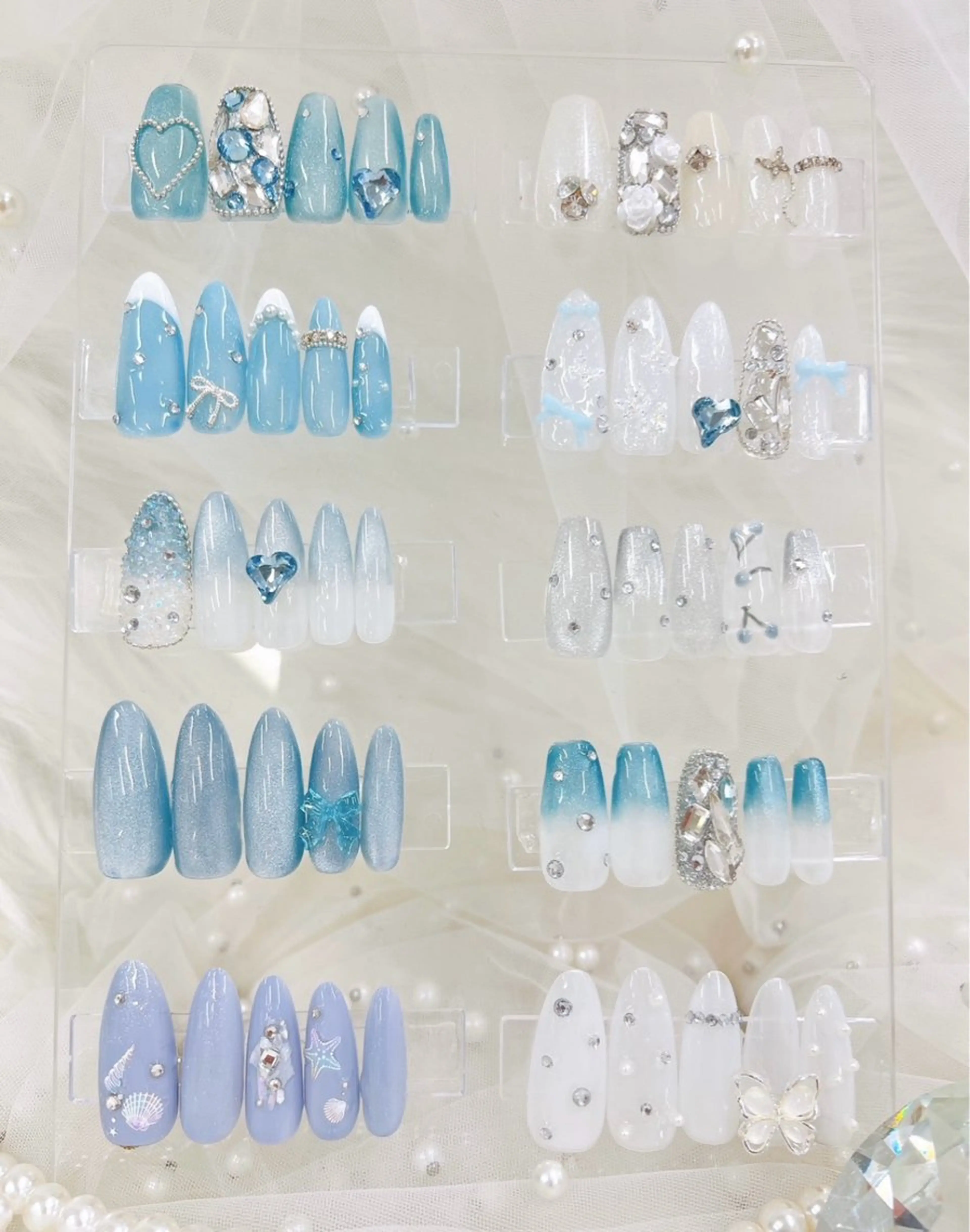 ネイル アートネイル フレンチネイル ジェルネイル ガラスフレンチ パラジェル クイーンズネイル銀座所属・Queeens nailのネイルデザイン