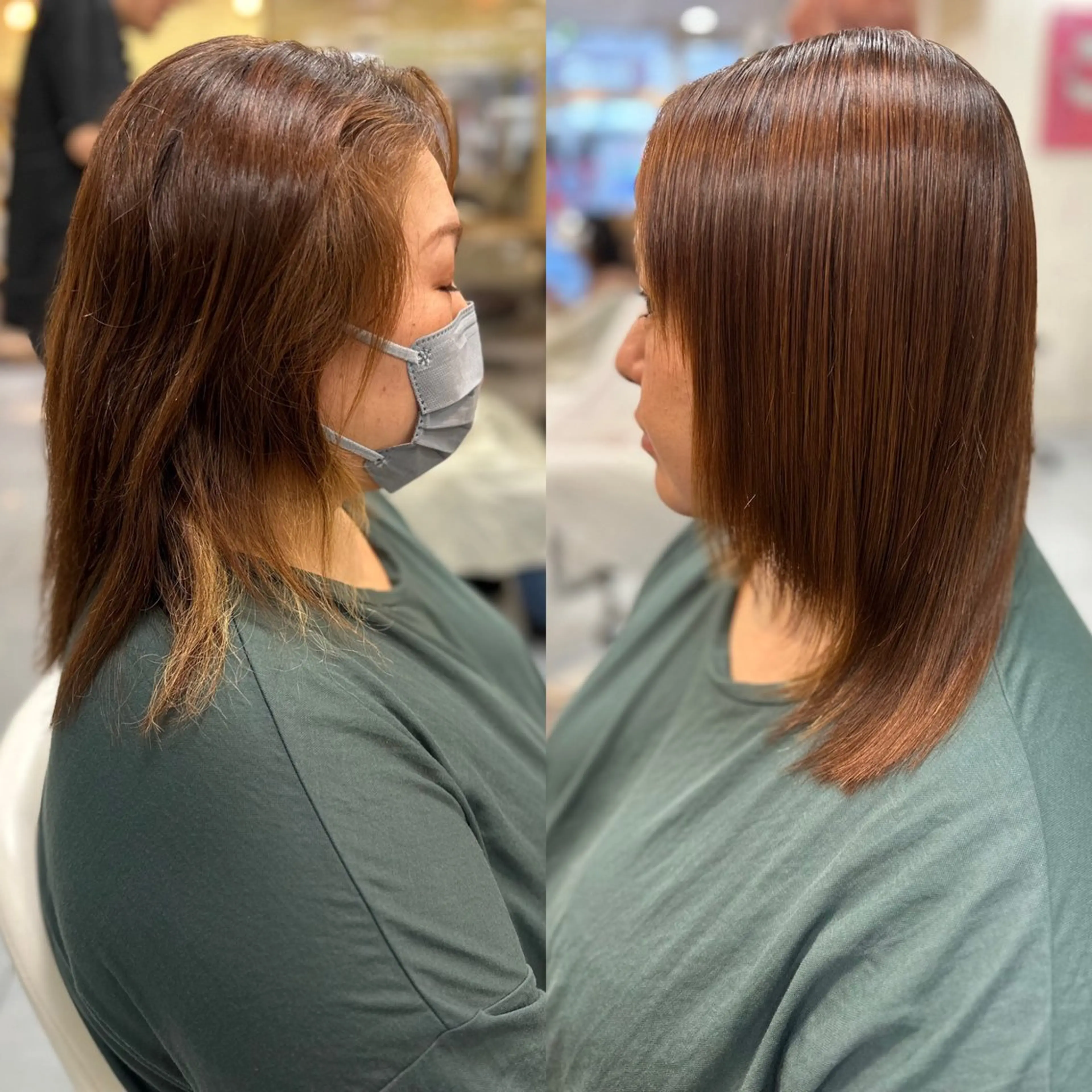 セミロング パーマ カット 縮毛矯正 髪質改善/縮毛矯正 /ブリーチ矯正/岡部のヘアスタイル