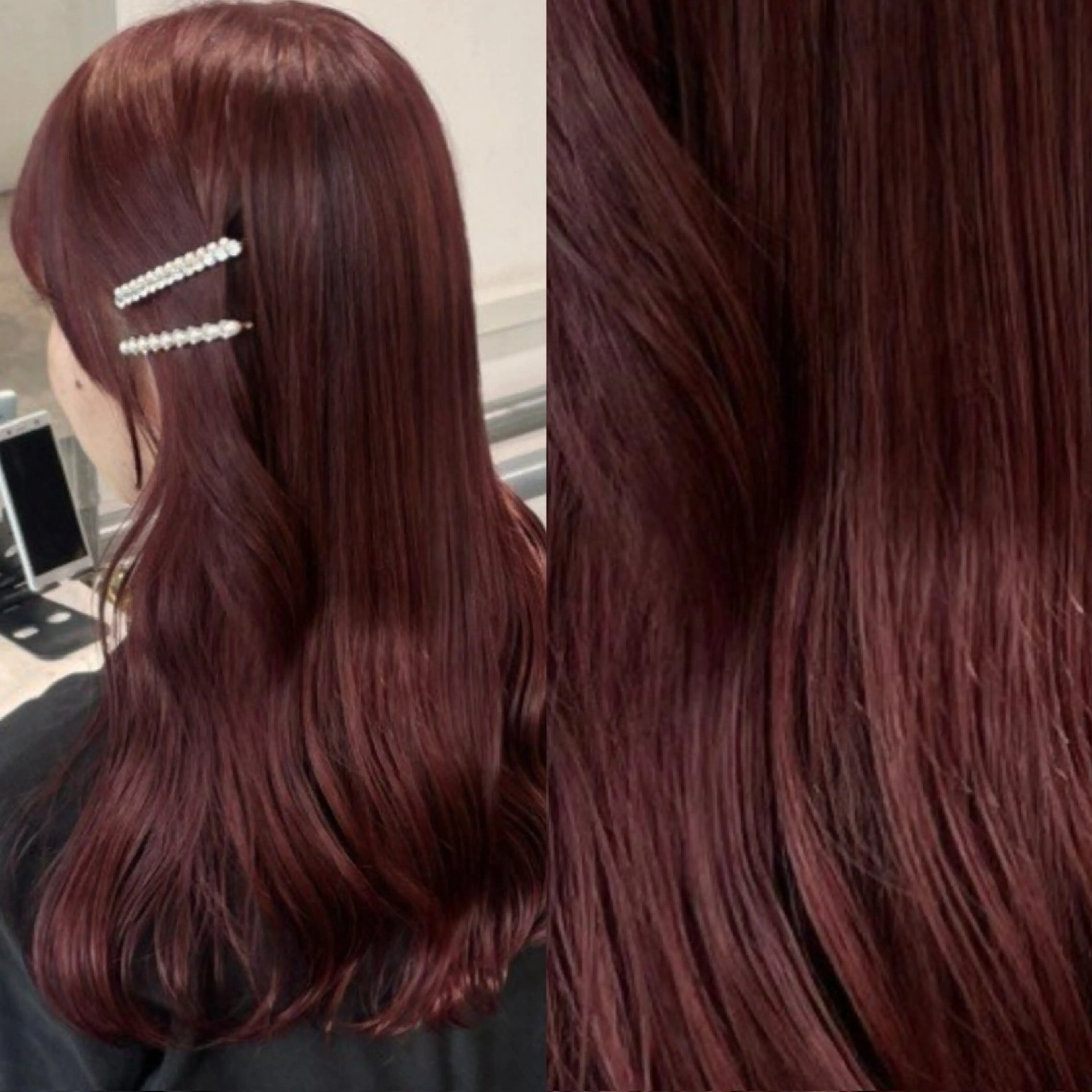ロング カラー ブリーチ ブリーチなしカラー 髪質改善 トリートメント 💗愛され暖色💗 ピンク/レッド💗のヘアスタイル