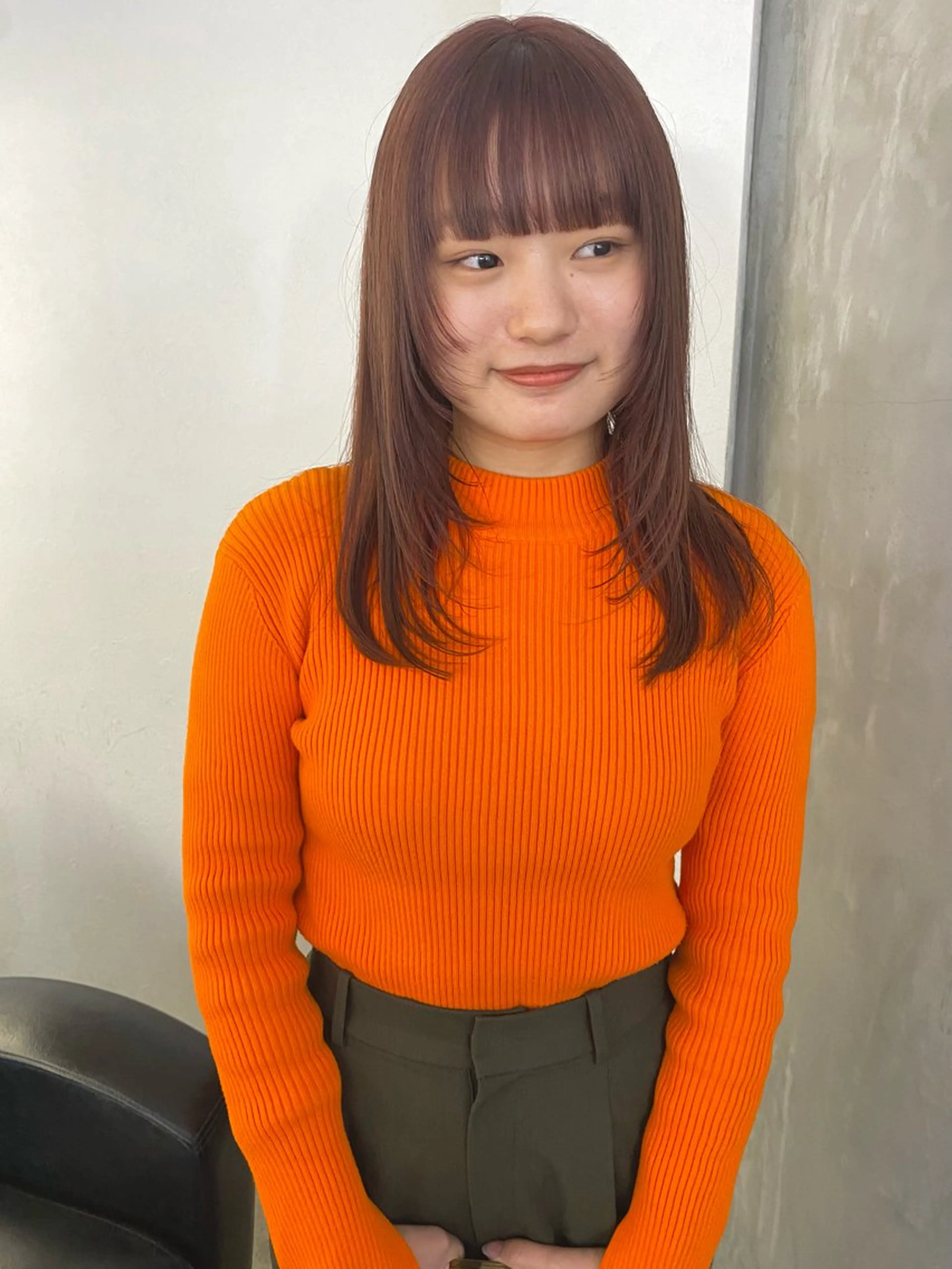 セミロング カラー ブラウンカラー ダブルカラー ピンクカラー ピンクブラウン 顔まわりレイヤー カット ヘアカラー トリートメント 森貴裕/ベージュ/ パーマ/オリーブのヘアスタイル