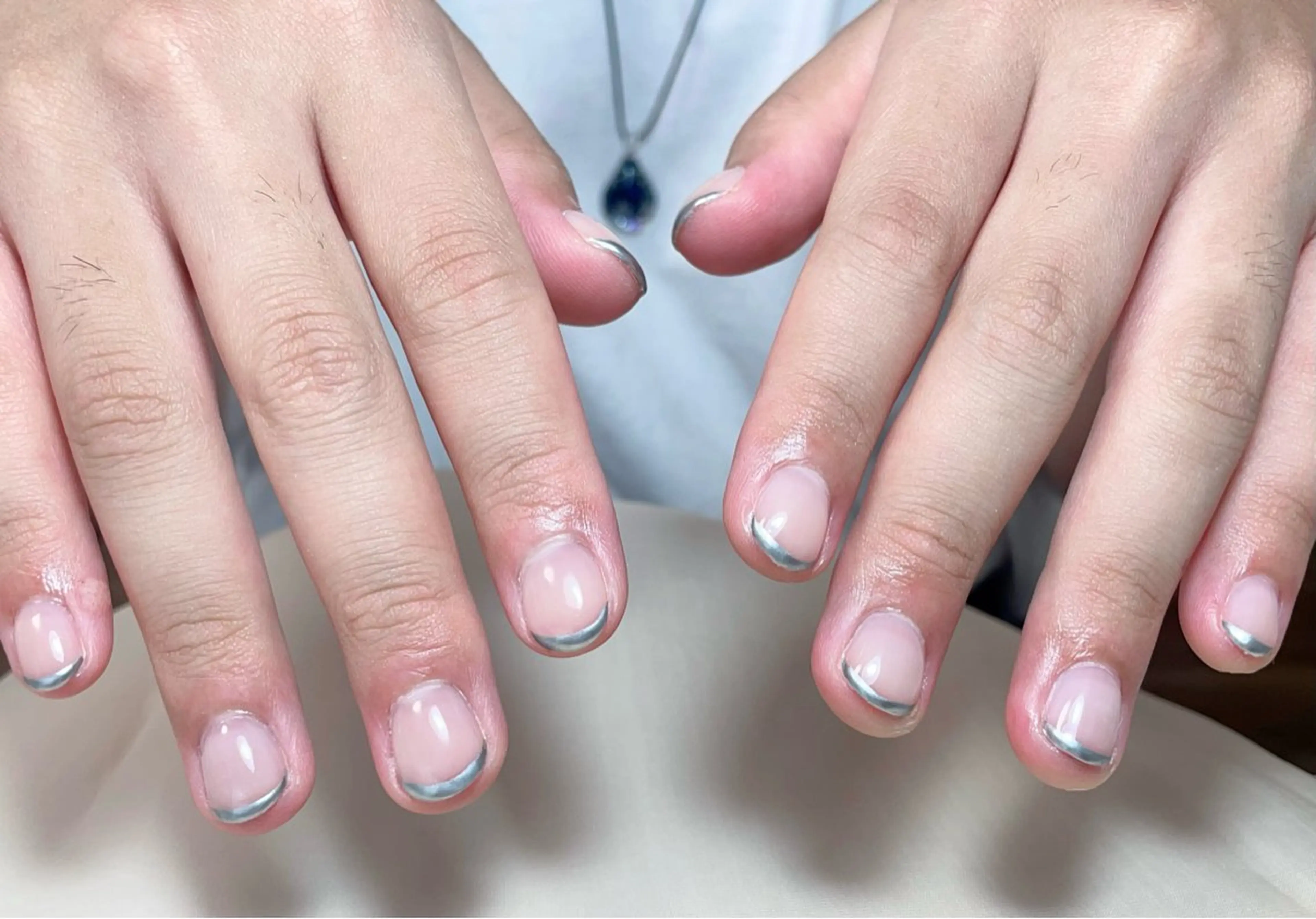 ネイル フレンチネイル メンズネイル ミラーネイル 長さだし/持込/ ins風ネイル/Umのネイルデザイン