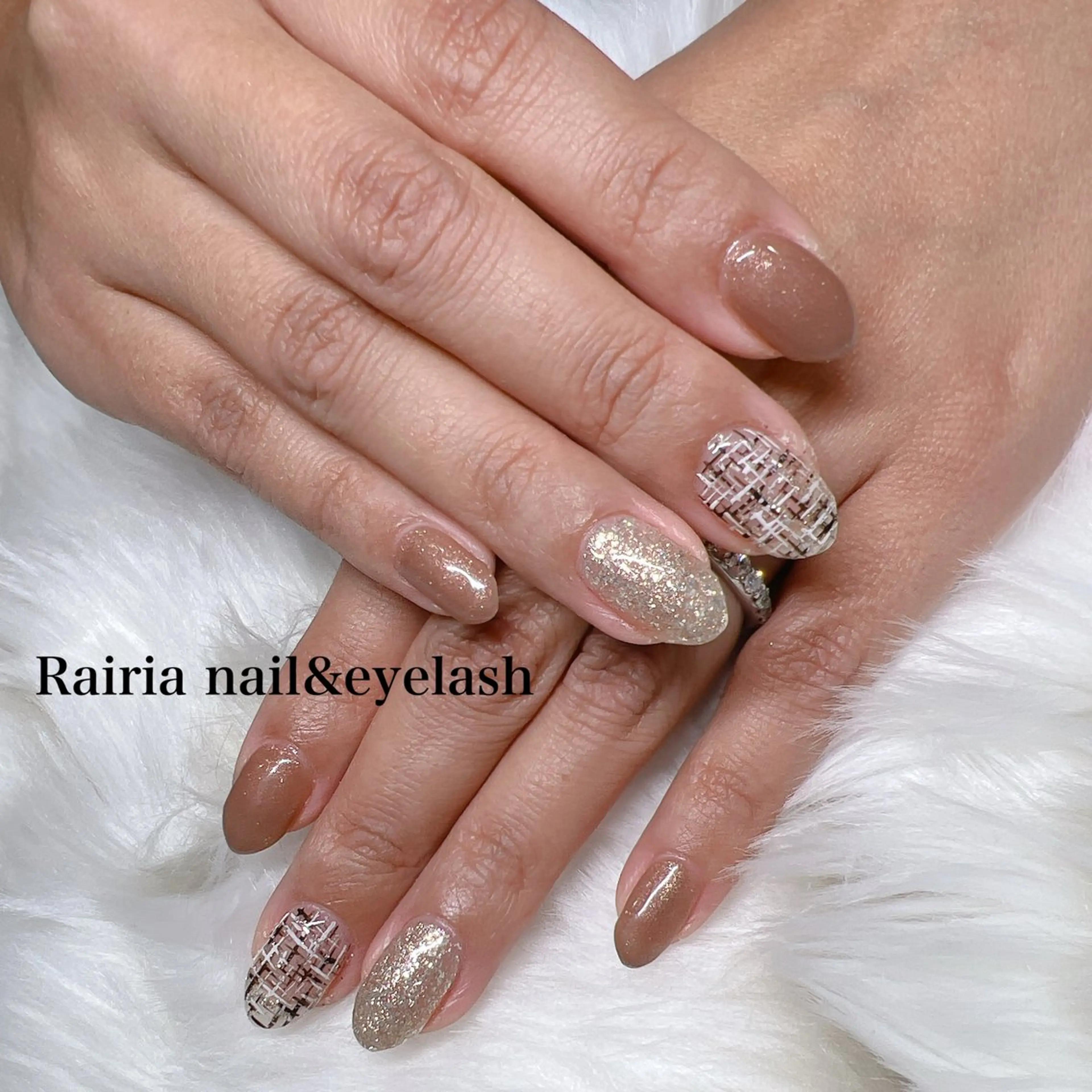 ネイル ツイードネイル 冬ネイル Rairia   nail所属・屋敷 理奈のネイルデザイン