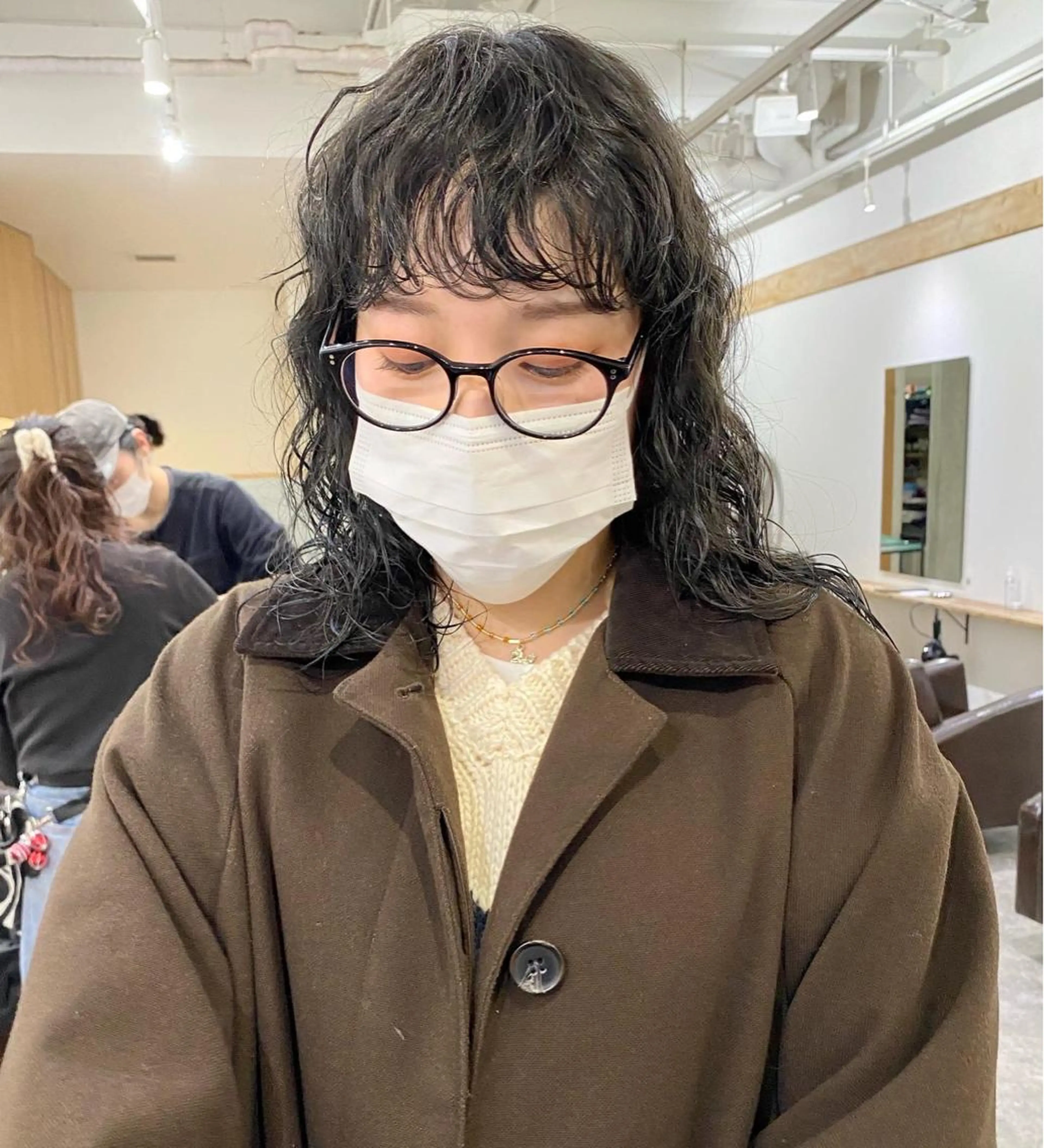 ミディアム パーマ ミディアムパーマ 森貴裕/ベージュ/ パーマ/オリーブのヘアスタイル