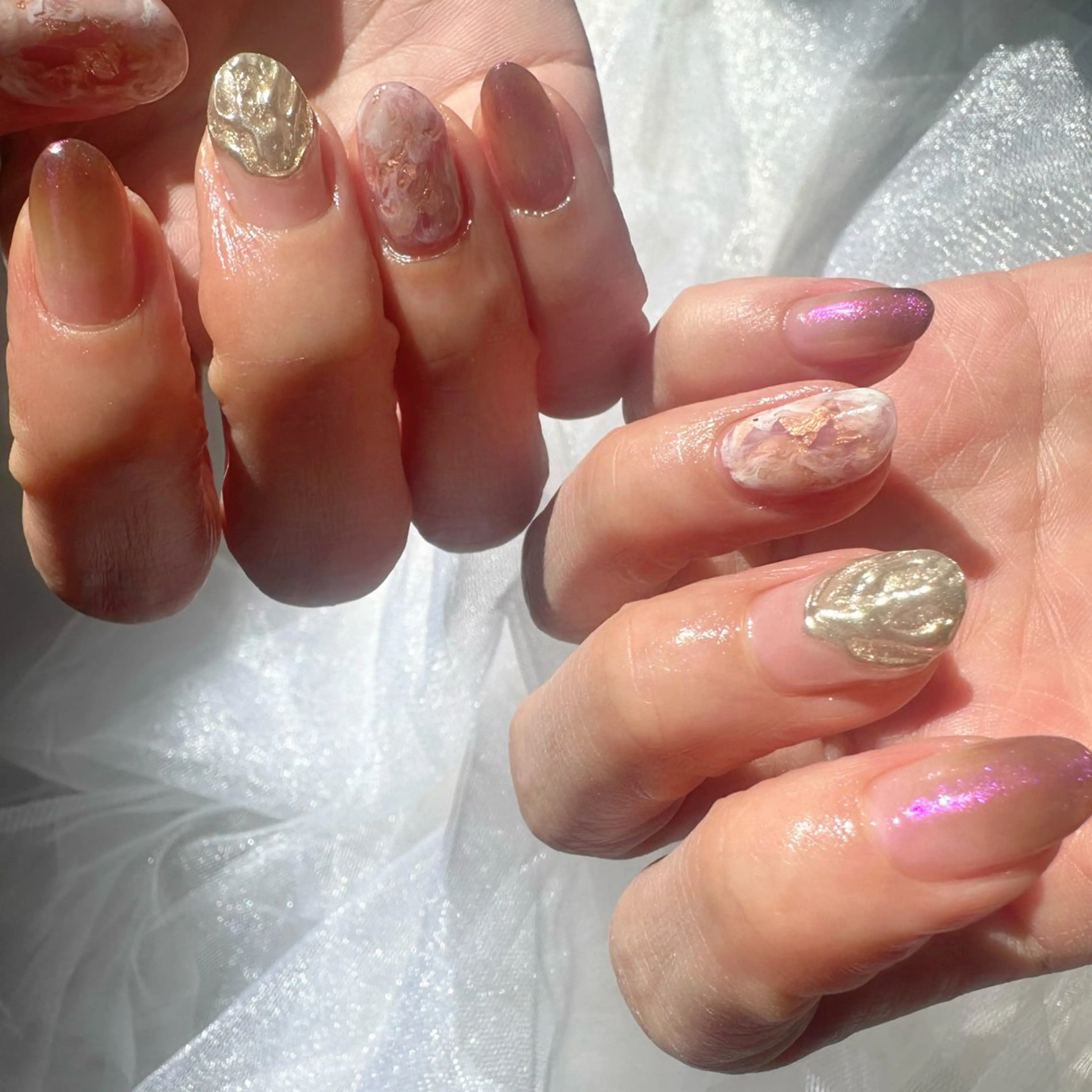 ネイル クリアネイル 氷ネイル・うるうるネイル 韓国ネイル 大理石ネイル(マーブル) ミラーネイル 🪞KAPE NAIL 🪞のネイルデザイン