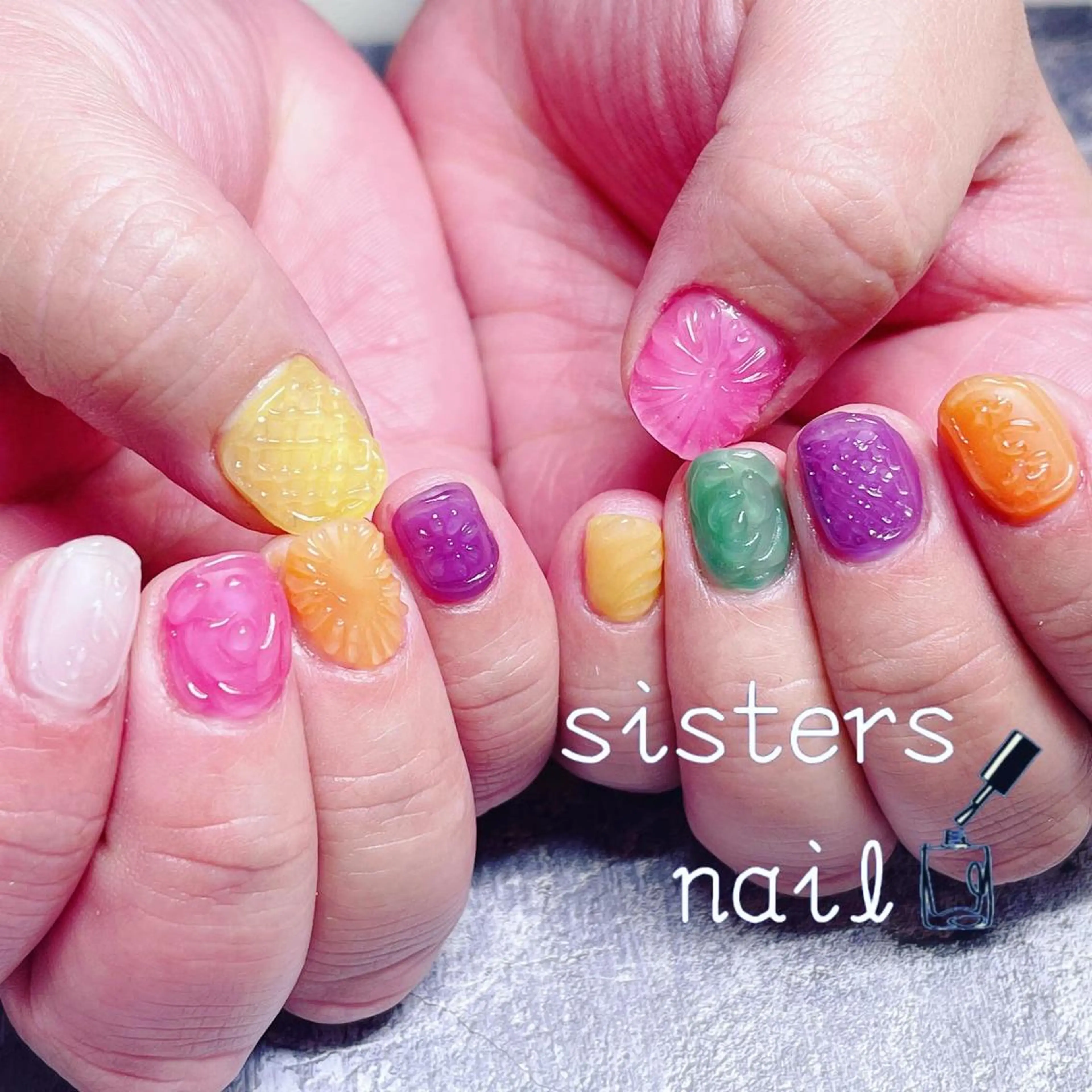 ネイル アートネイル マットネイル 夏ネイル ハンドネイル ハンドケア sisters nail.fのネイルデザイン