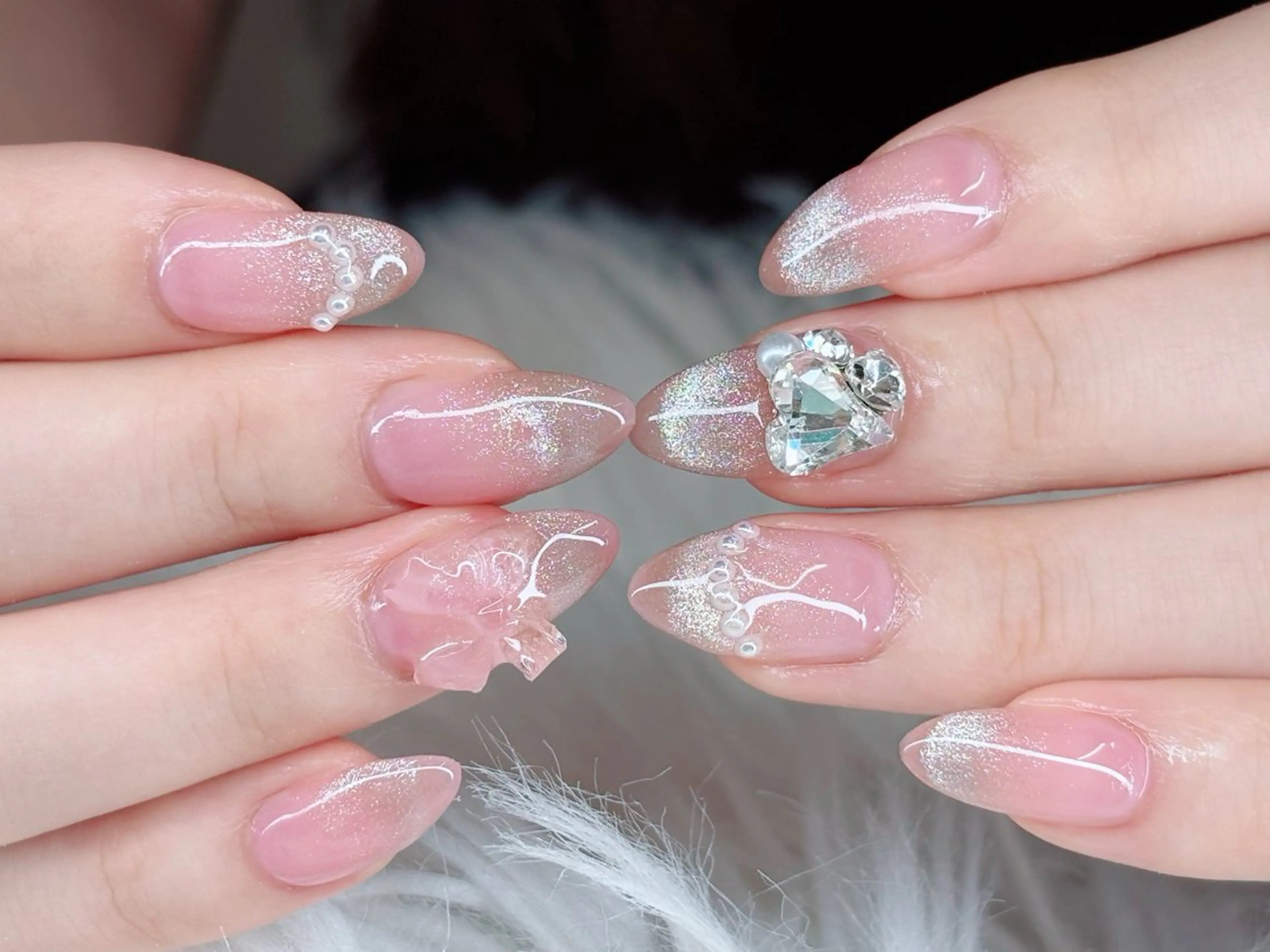 ネイル オーロラネイル ブルー チークネイル フットネイル フレンチネイル NAILS168 大家店のネイルデザイン