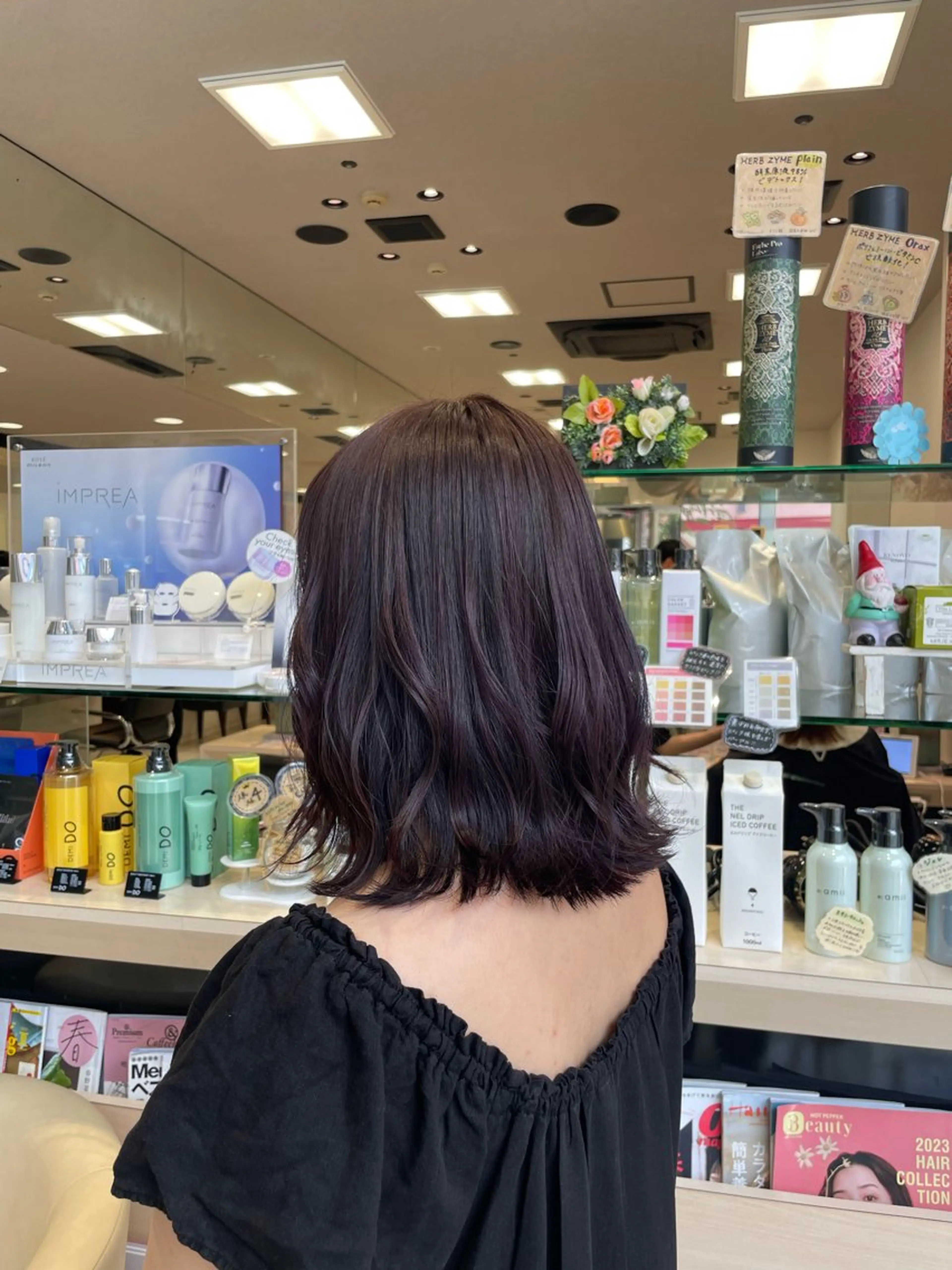 セミロング カラー パープルカラー ヘアカラー クロスパーマ/うる艶 カラー/Kurumiのヘアスタイル