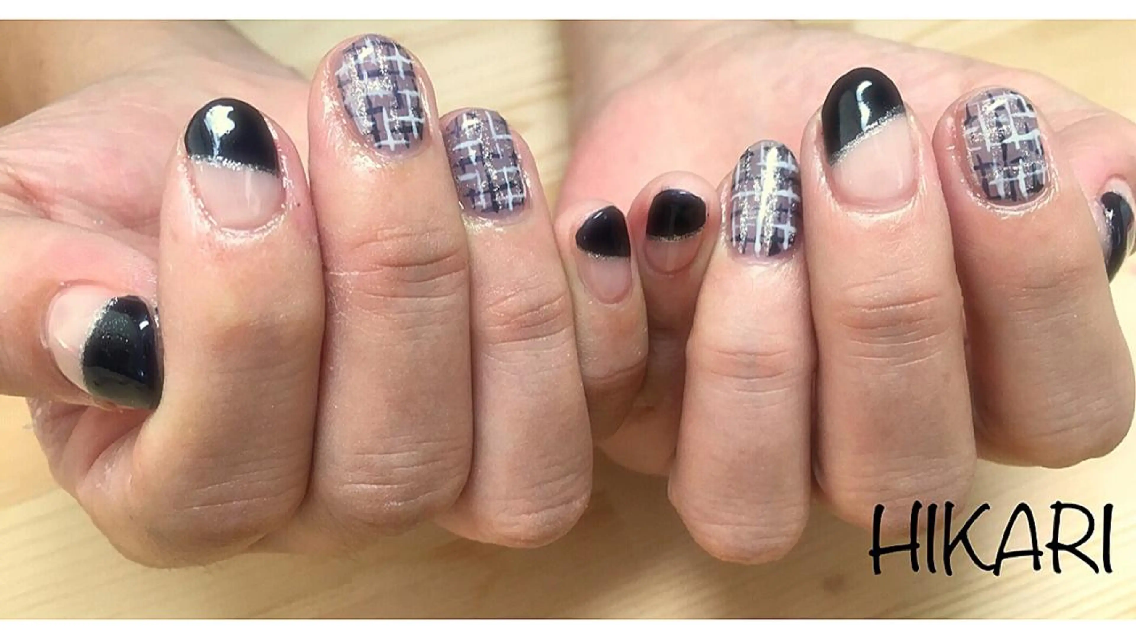 ネイル フレンチネイル ネイビー ツイードネイル CULU -LUのネイルデザイン