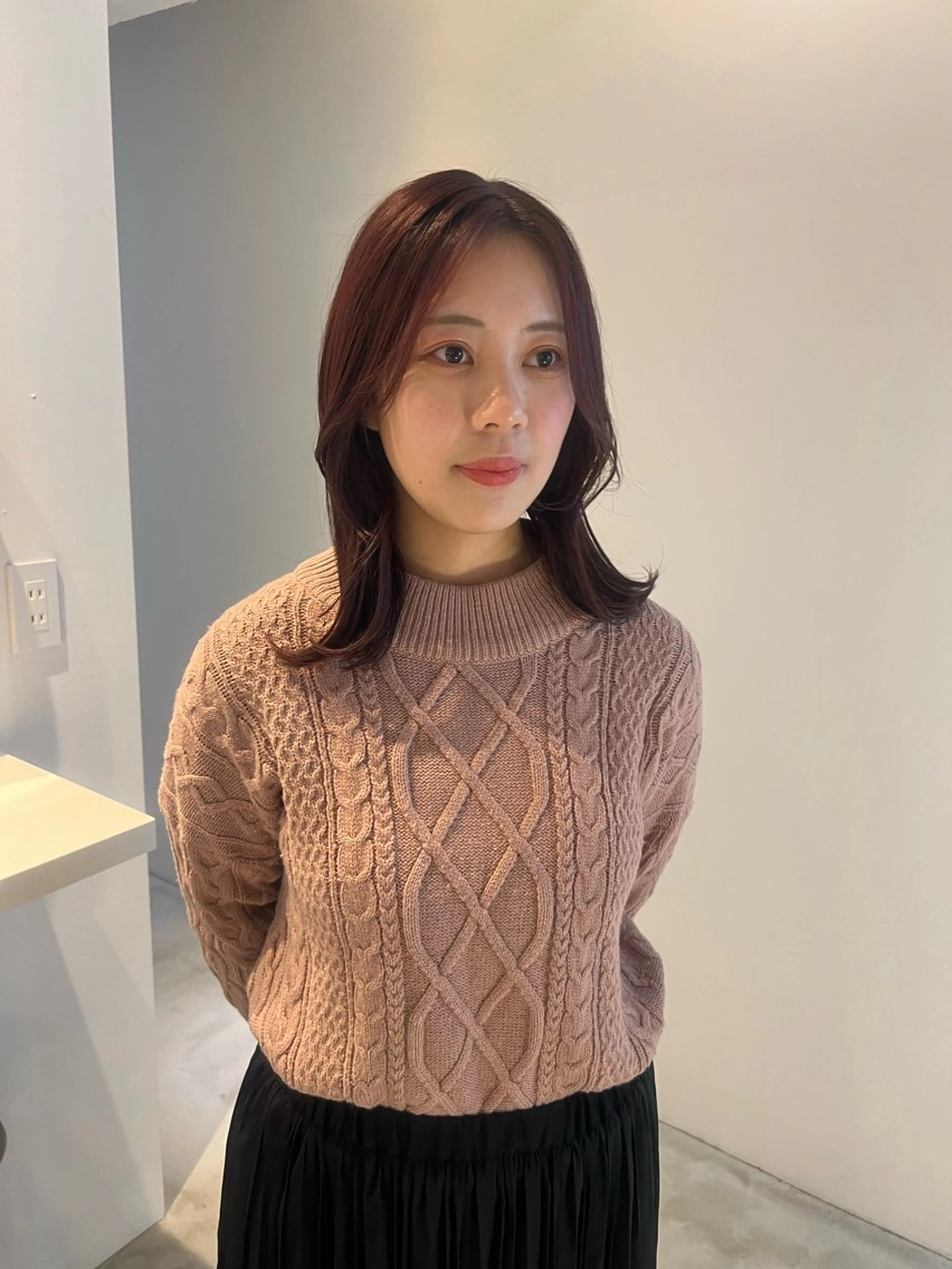 ミディアム ピンクブラウン ALLYS 渋谷店所属・最高級の艶のある カラーmei🎨のヘアスタイル