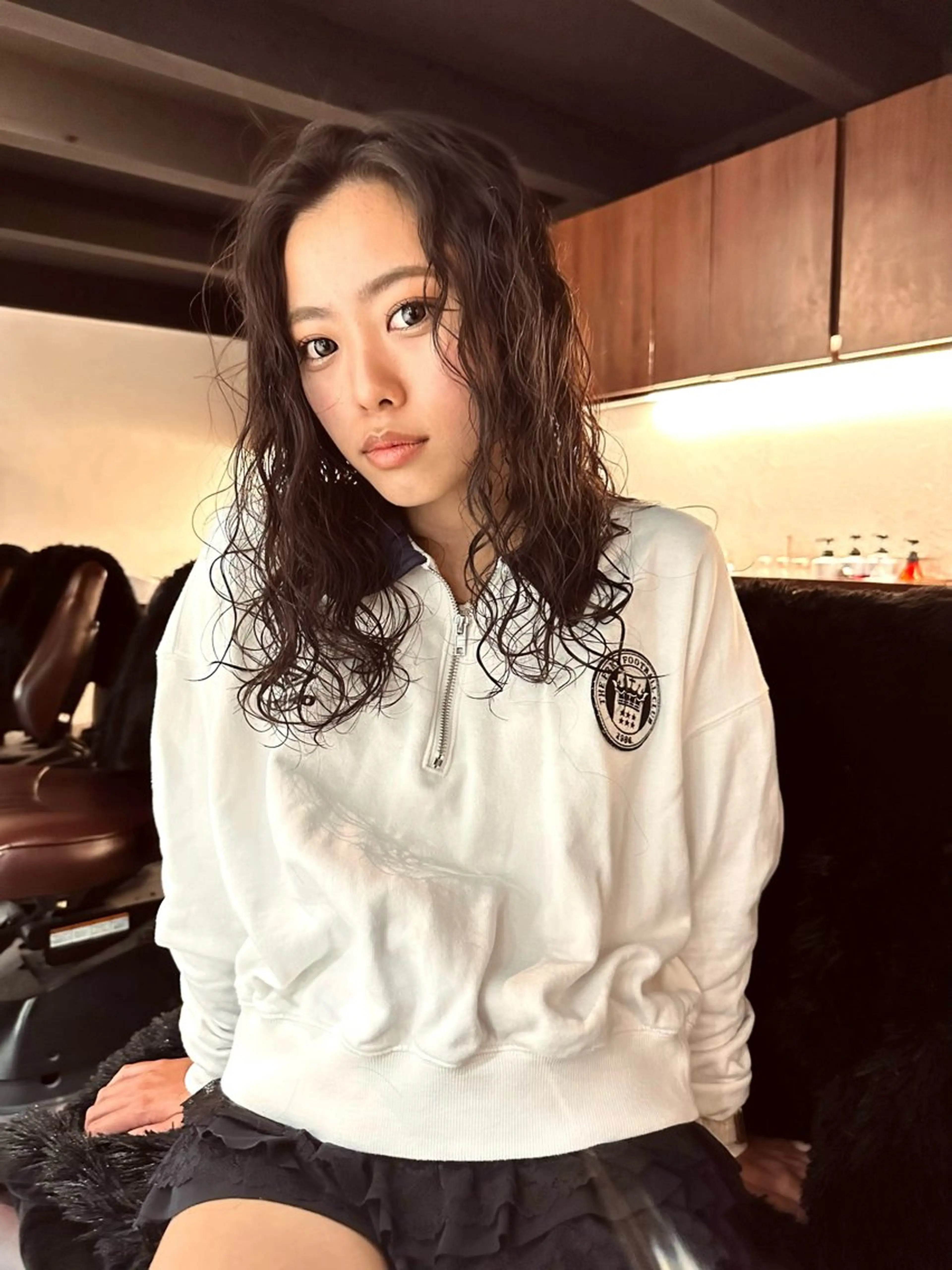 セミロング カラー パーマ セミロングパーマ レイヤーカット カット パーマ DEAN所属・KEIGO/パーマ ハイトーン/DEANのヘアスタイル