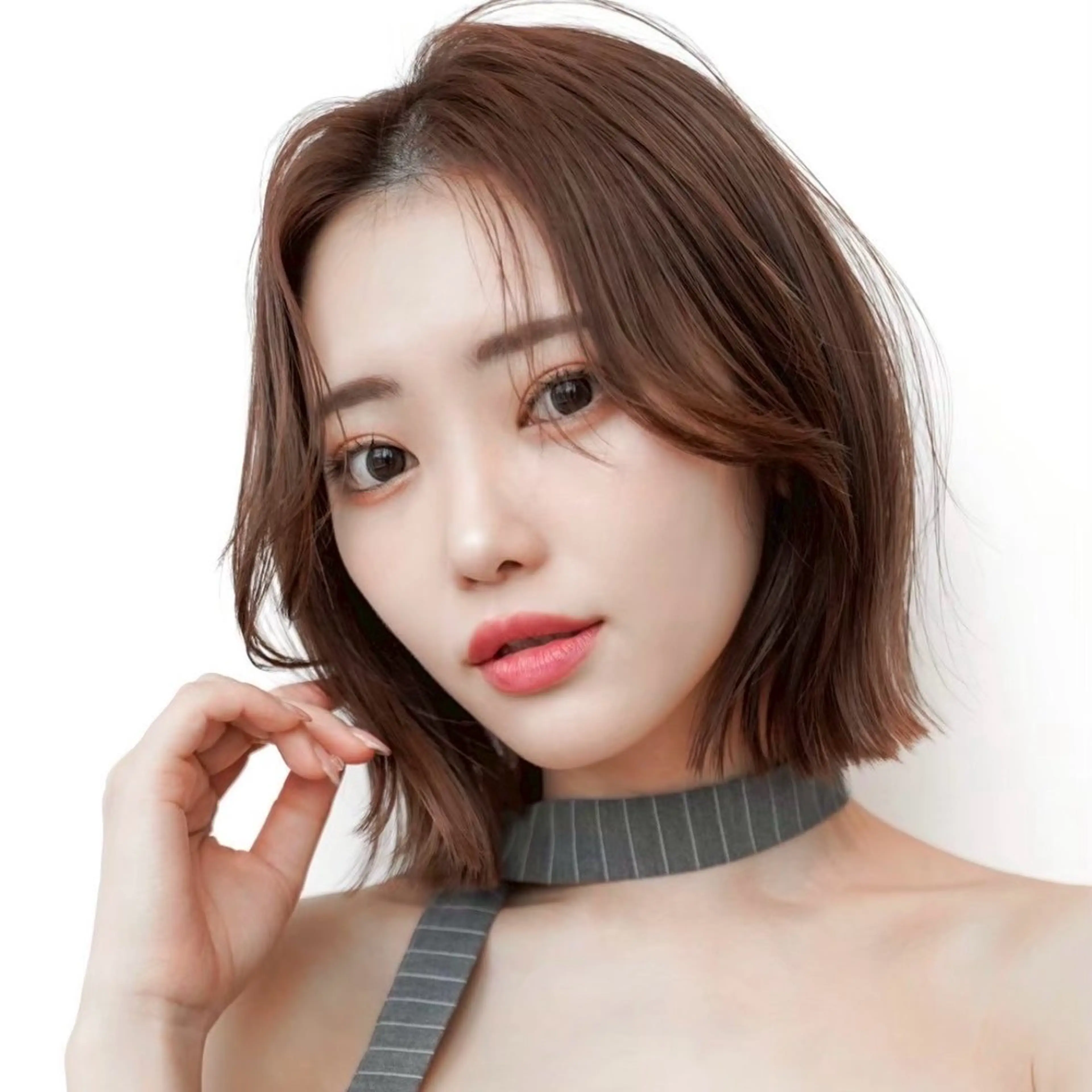 ミディアム カラー 切りっぱなしボブ ショートボブ ボブレイヤー ボブ くびれヘア カット ヘアカラー トリートメント 渋谷ボブ/レイヤー ボブ田中航平のヘアスタイル