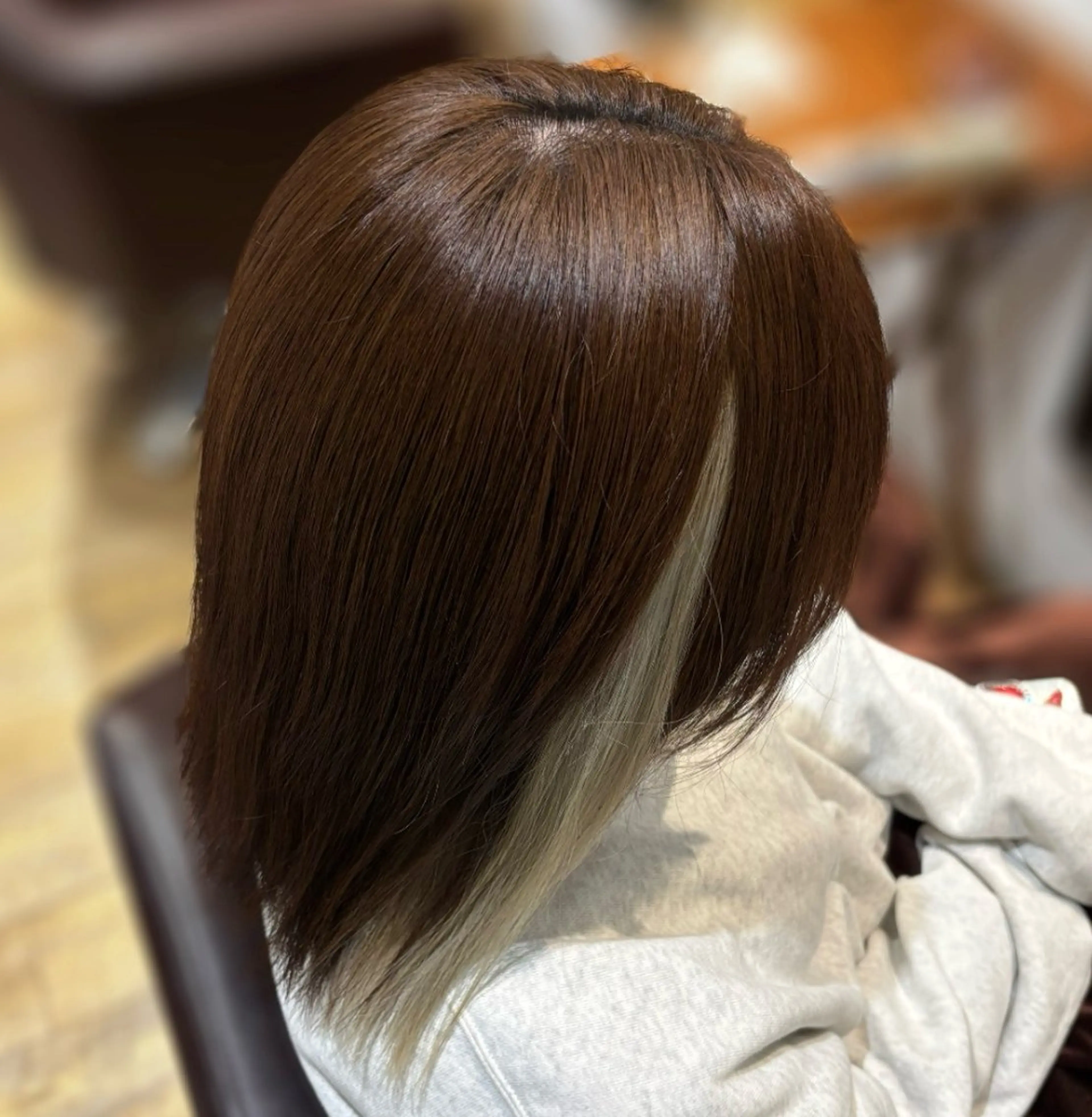 セミロング カラー 透明感カラー ヘアカラー RYU/メンズ /センターパートのヘアスタイル