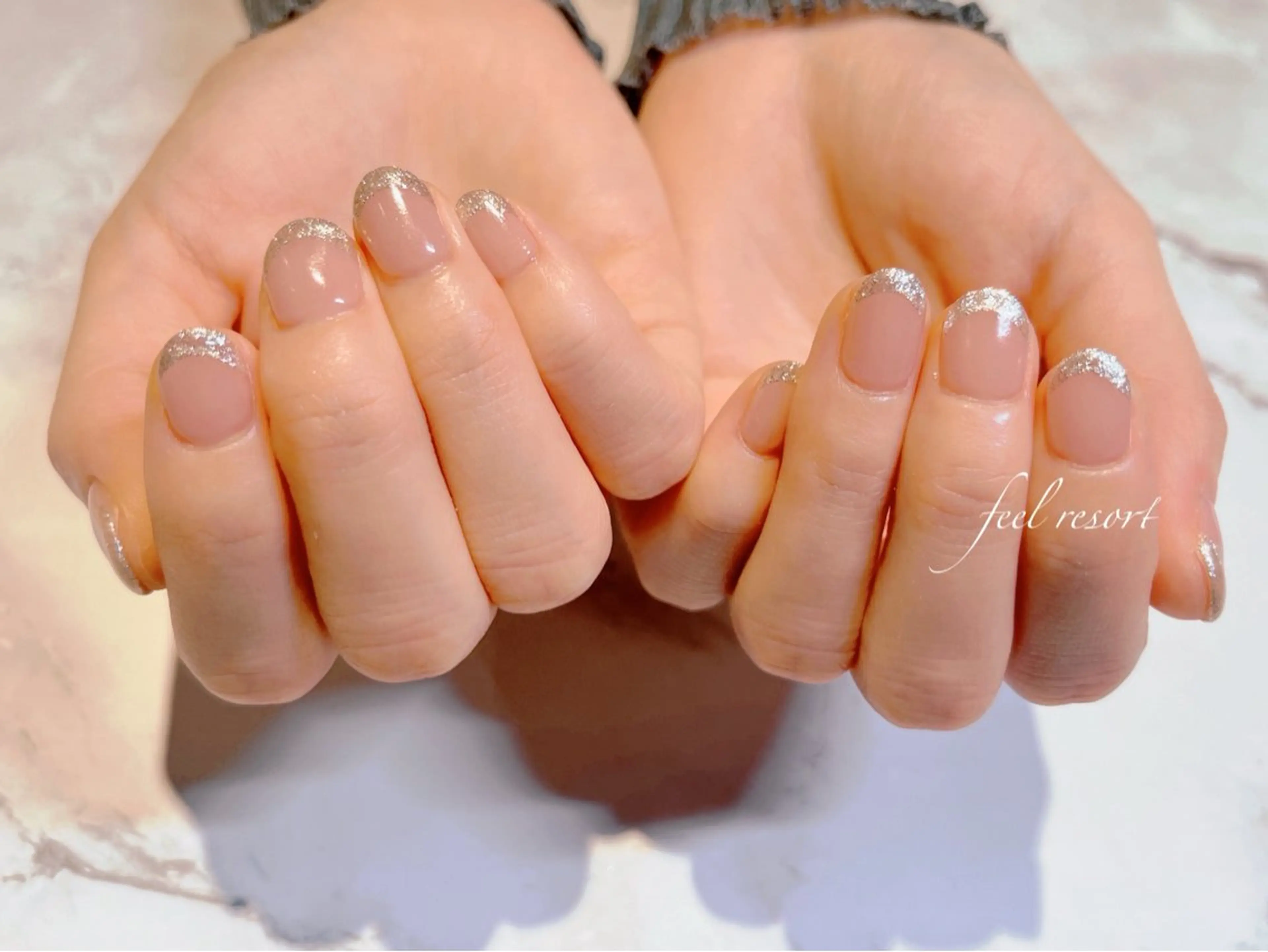 ネイル 長さ出し フットネイル フレンチネイル ジェルネイル ガラスフレンチ ハンドネイル Lien（リアン） 銀座駅6分のネイルデザイン