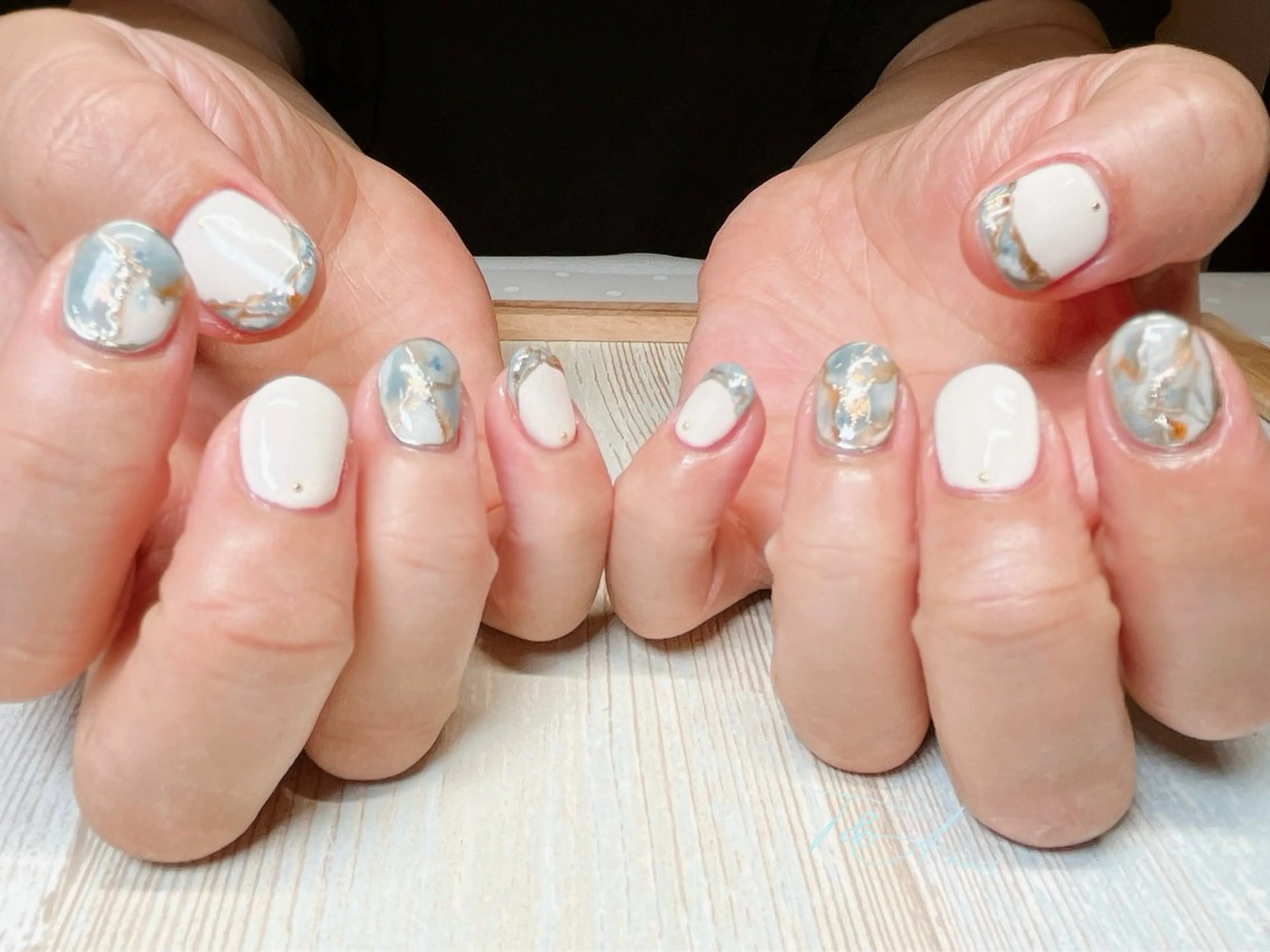ネイル ジェルネイル 大理石ネイル(マーブル) ニュアンスネイル スカルプネイル ショートネイル ハンドネイル T&A nailのネイルデザイン