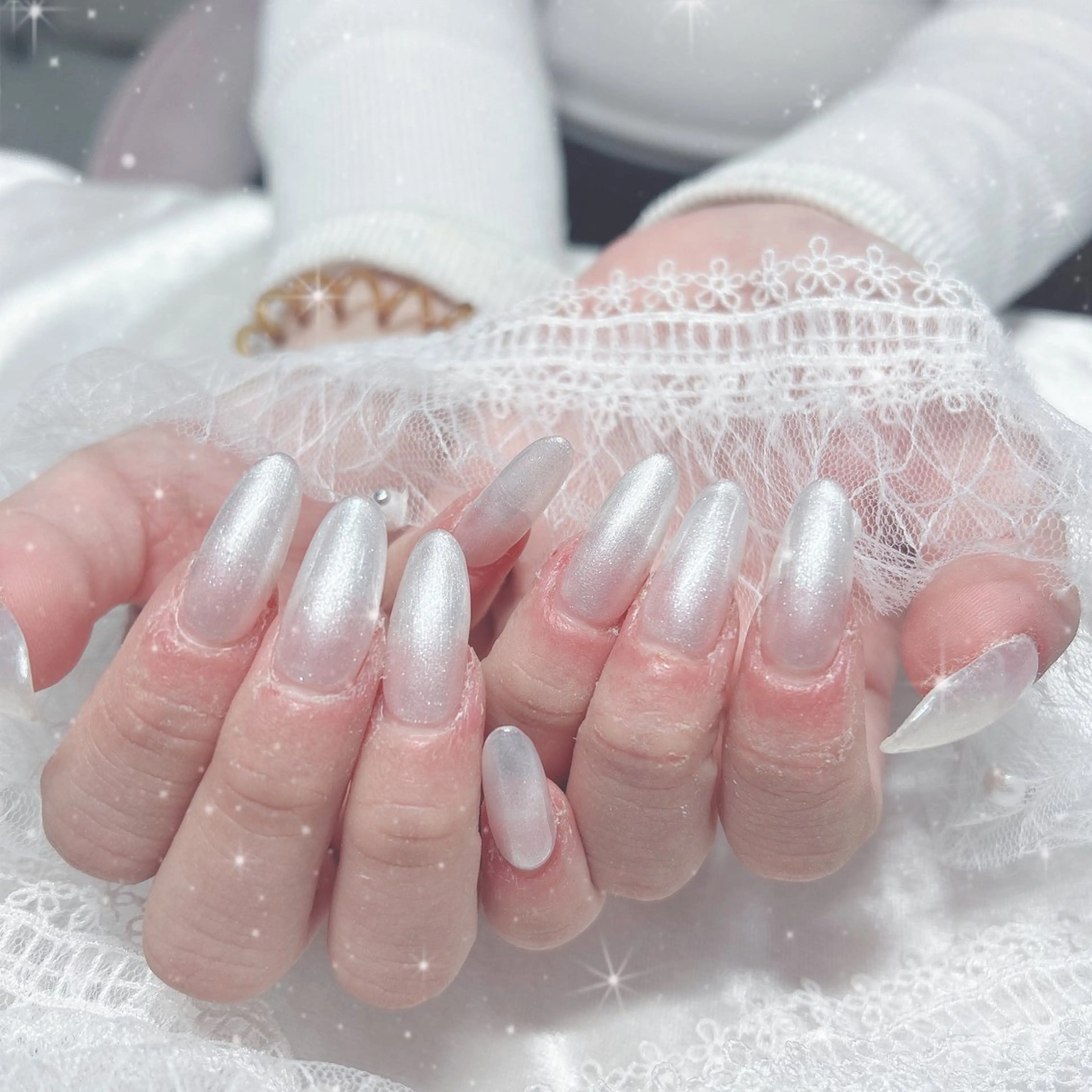 ネイル スカルプネイル ホワイト ハンドネイル Bestnail所属・Best Nail Yu🎀🫧のネイルデザイン