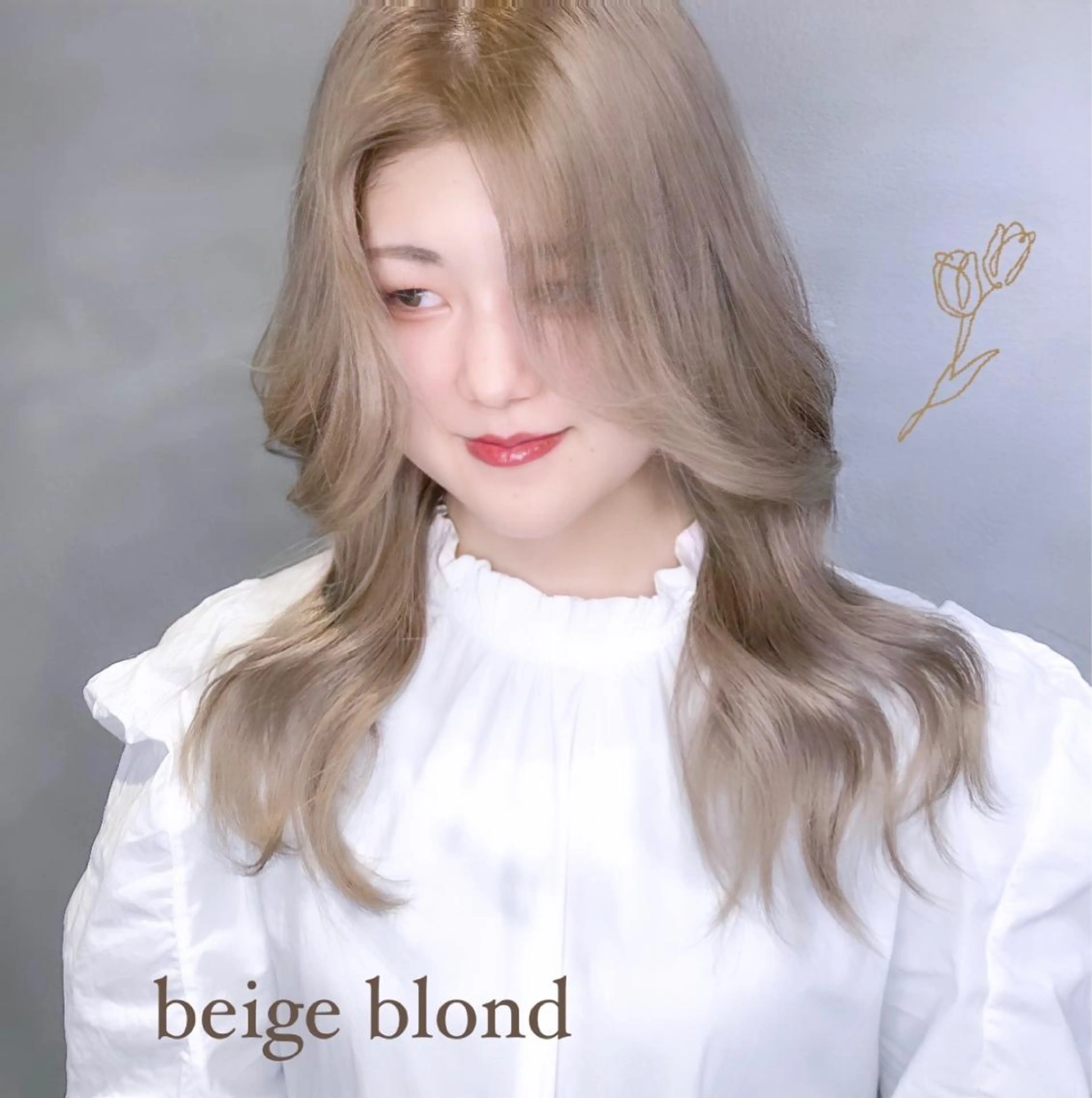 ロング カラー ベージュカラー ブロンド ヨシンモリ 韓国風ヘア 透明感カラー× 小顔カット♡ヒデさんのヘアスタイル