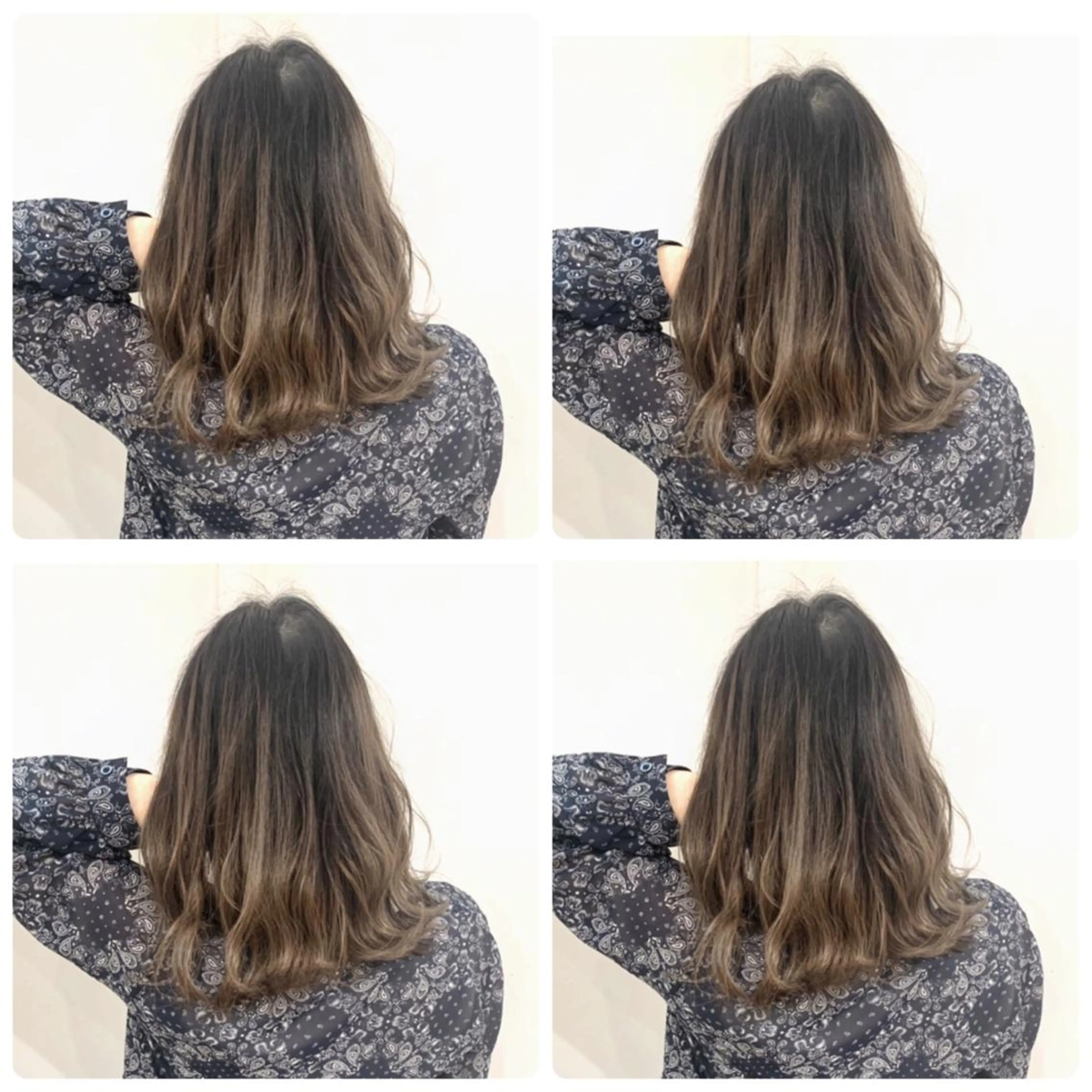 ミディアム カラー アッシュ バレイヤージュ ブリーチ デザインカラー グレージュ カット ヘアカラー トリートメント 京都大人女性ショート 徒歩1分/秋山のヘアスタイル