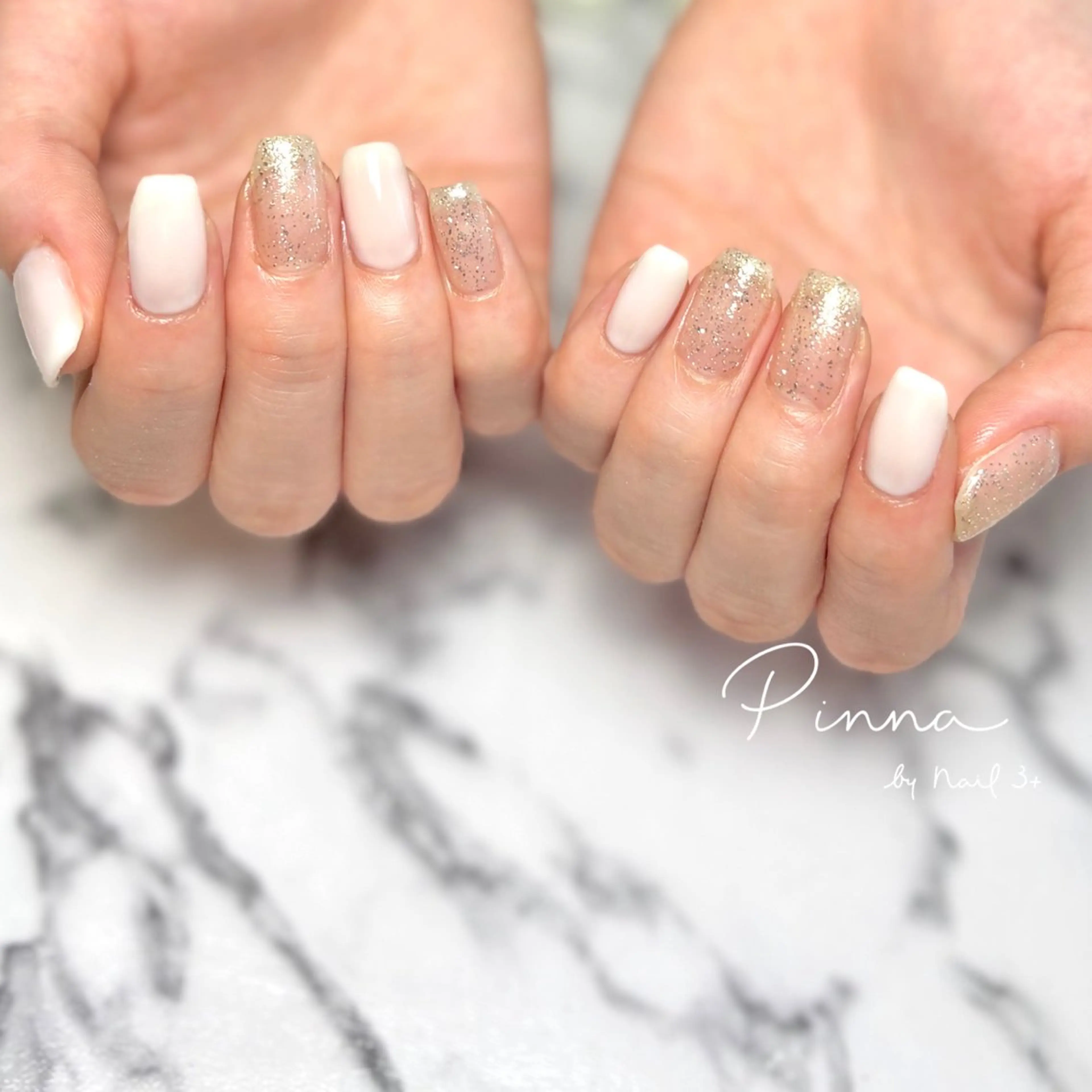 ネイル ラメ(グリッター) シルバー Pinna by nail3+所属・Mayu 🌷🦋のネイルデザイン