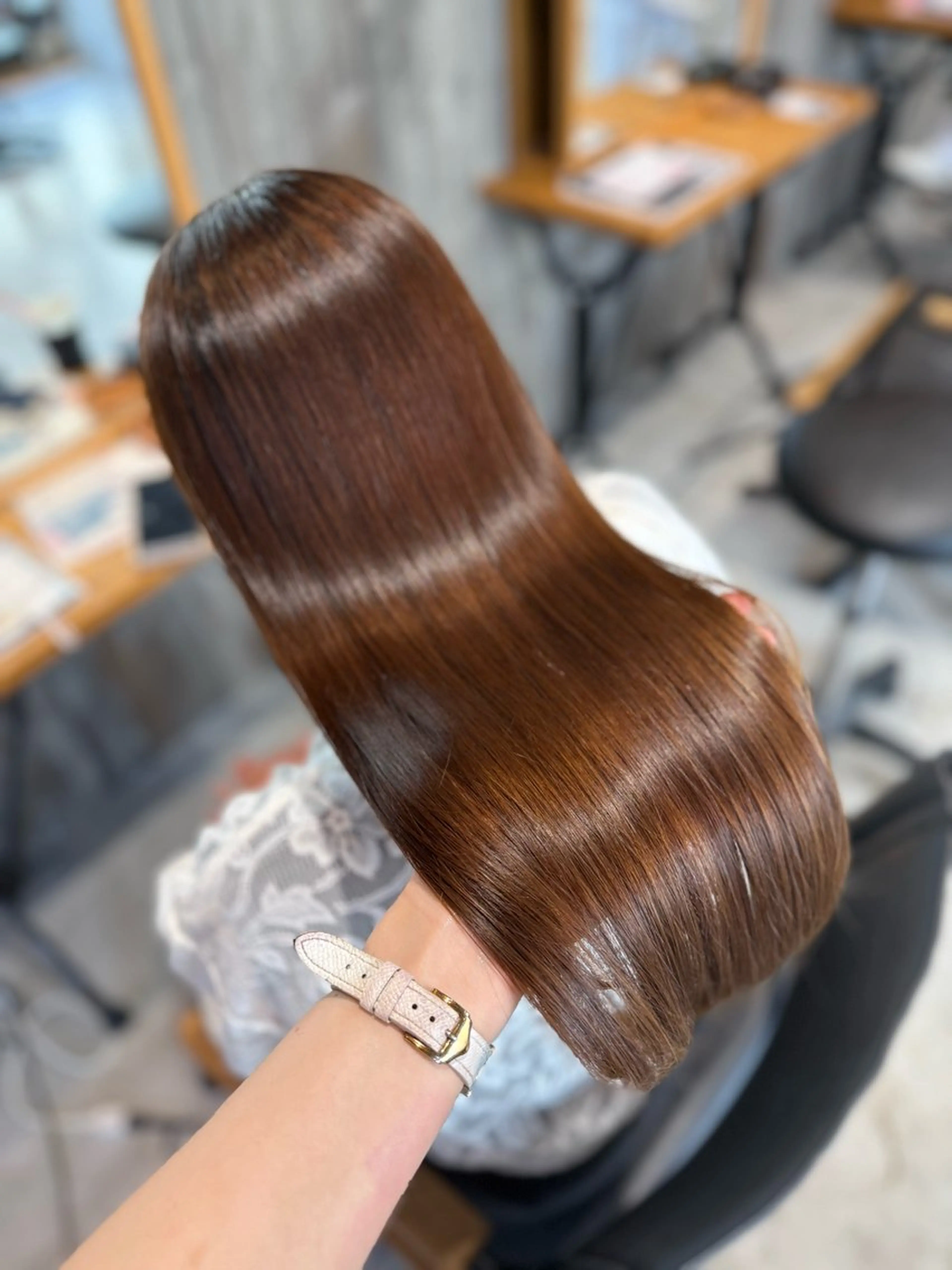 ロング 酸性ストレート カット 縮毛矯正 🎀Lolonois 池田店🎀佐藤百奈美のヘアスタイル